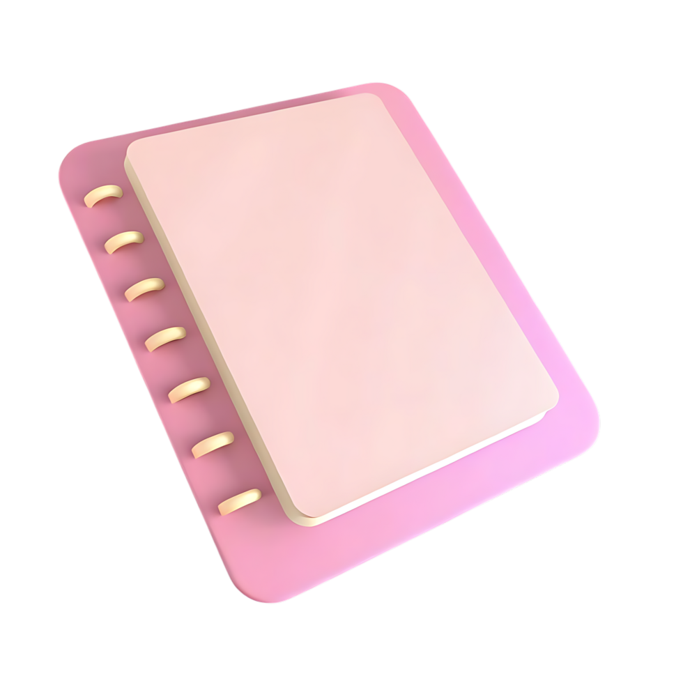 Pink Spiral Notebook Mockup Illustration Render png