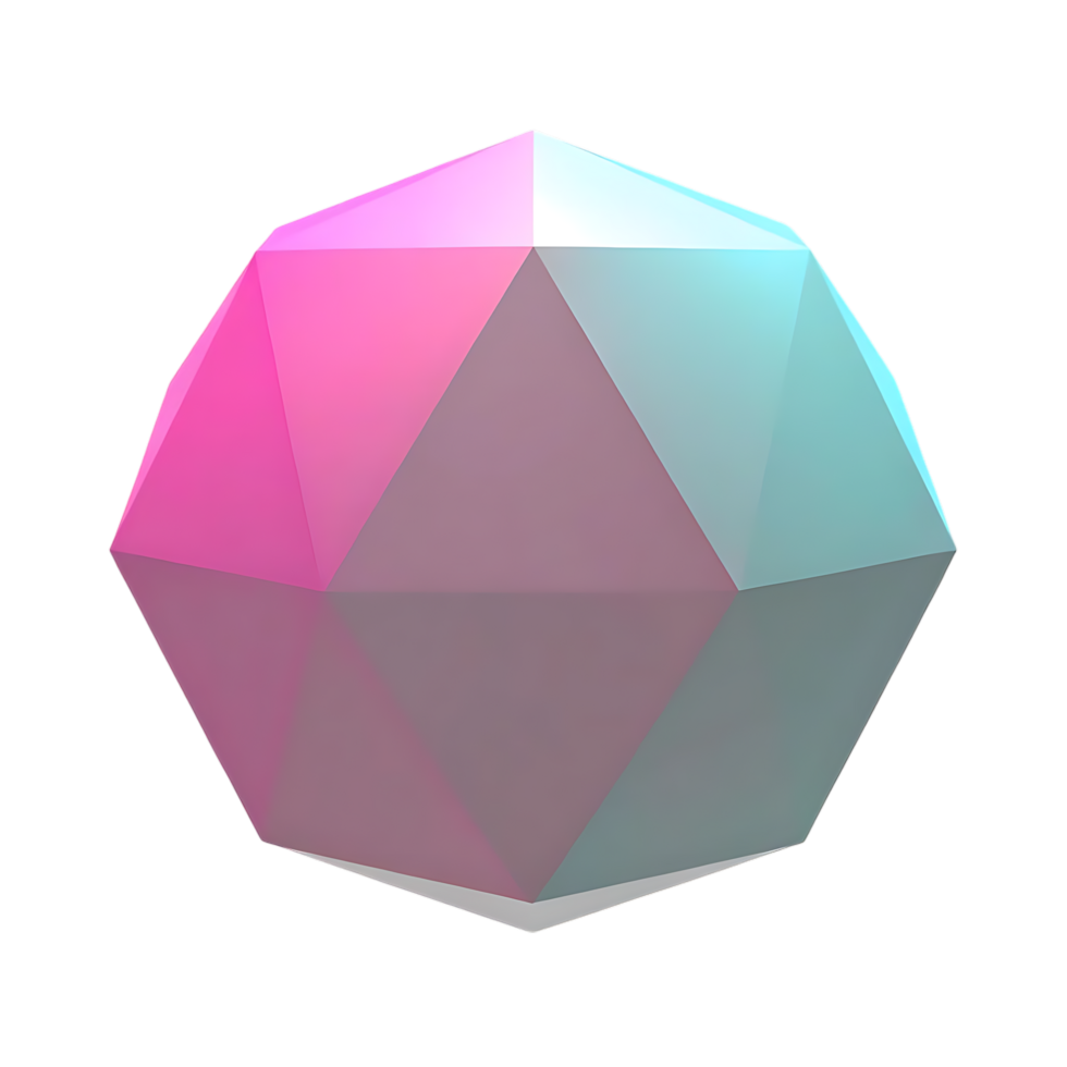 Pink and Blue Geometric Shape 3D Render Illustration png