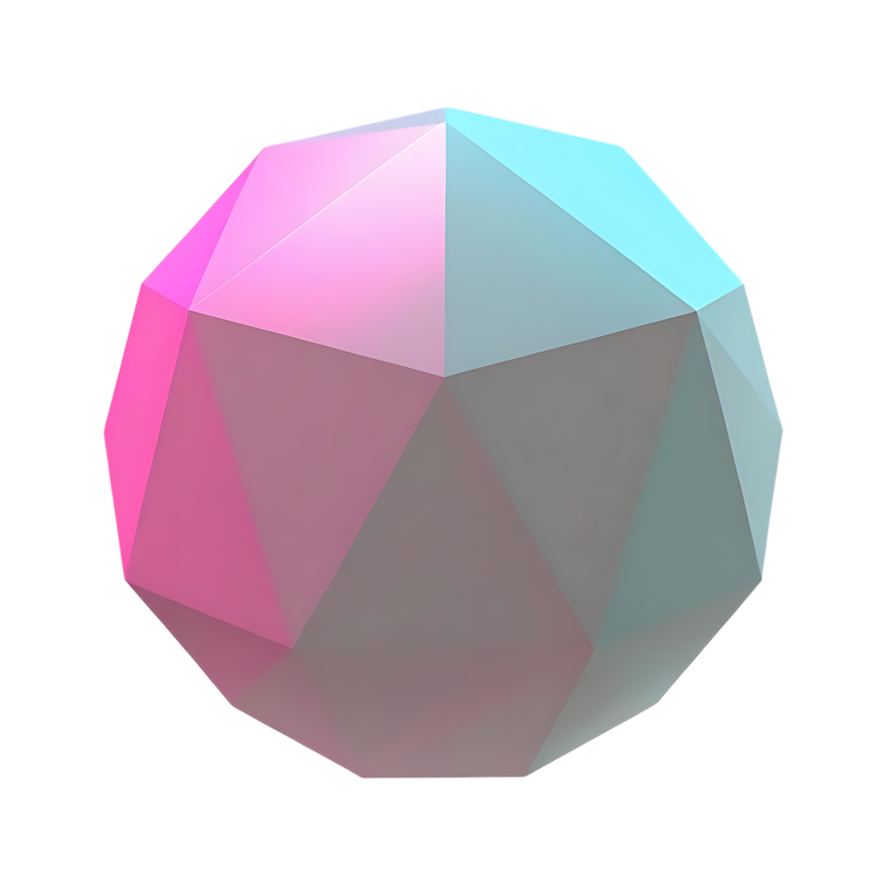 Pink and Blue Gradient Geometric Sphere 3D Render png