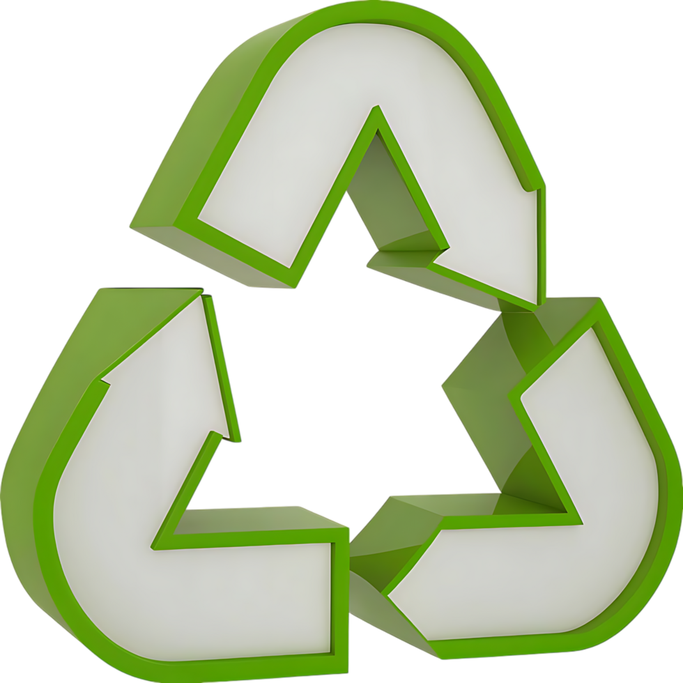 3D Green and White Recycling Symbol Illustration png