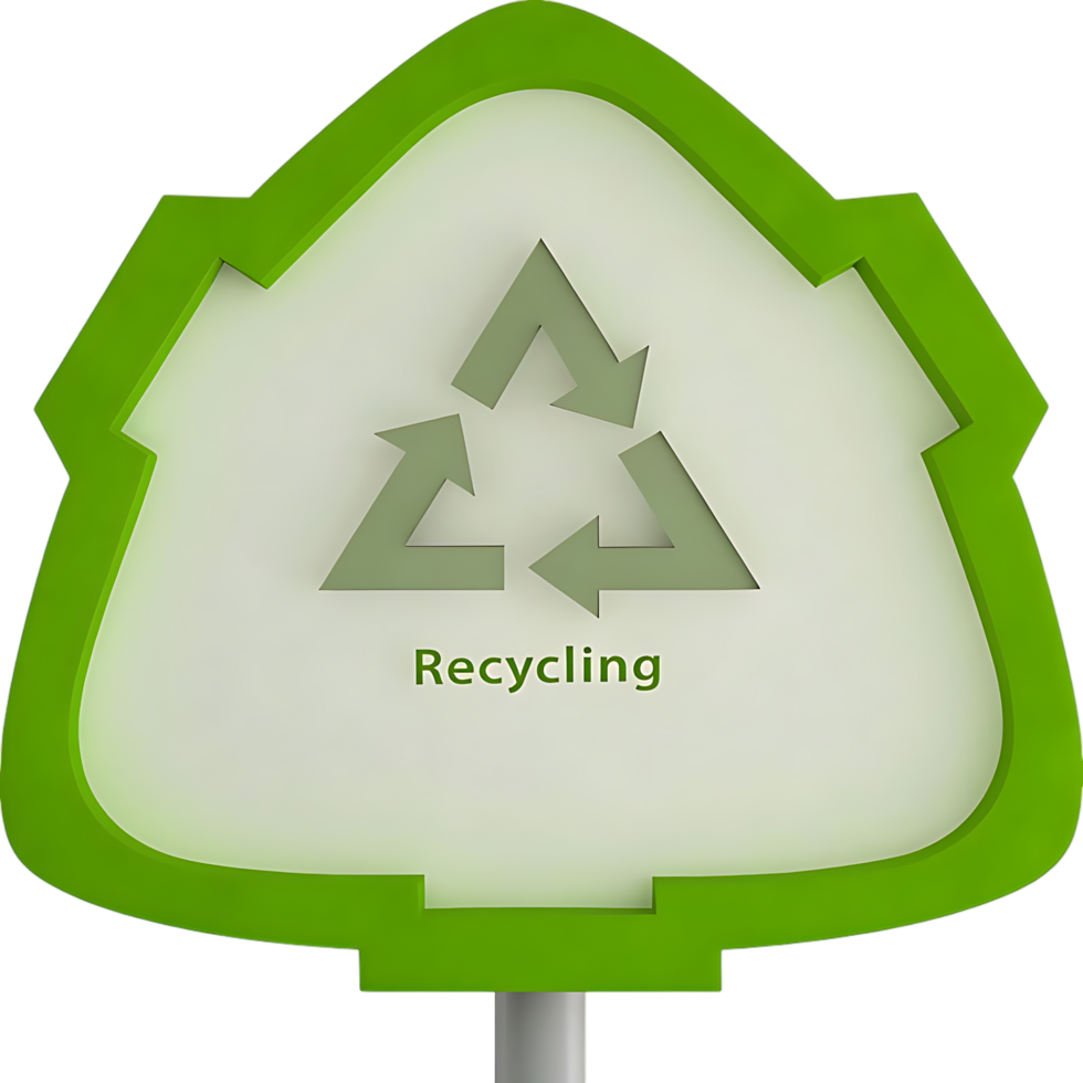 Green Recycling Sign with Arrows and House Shape png