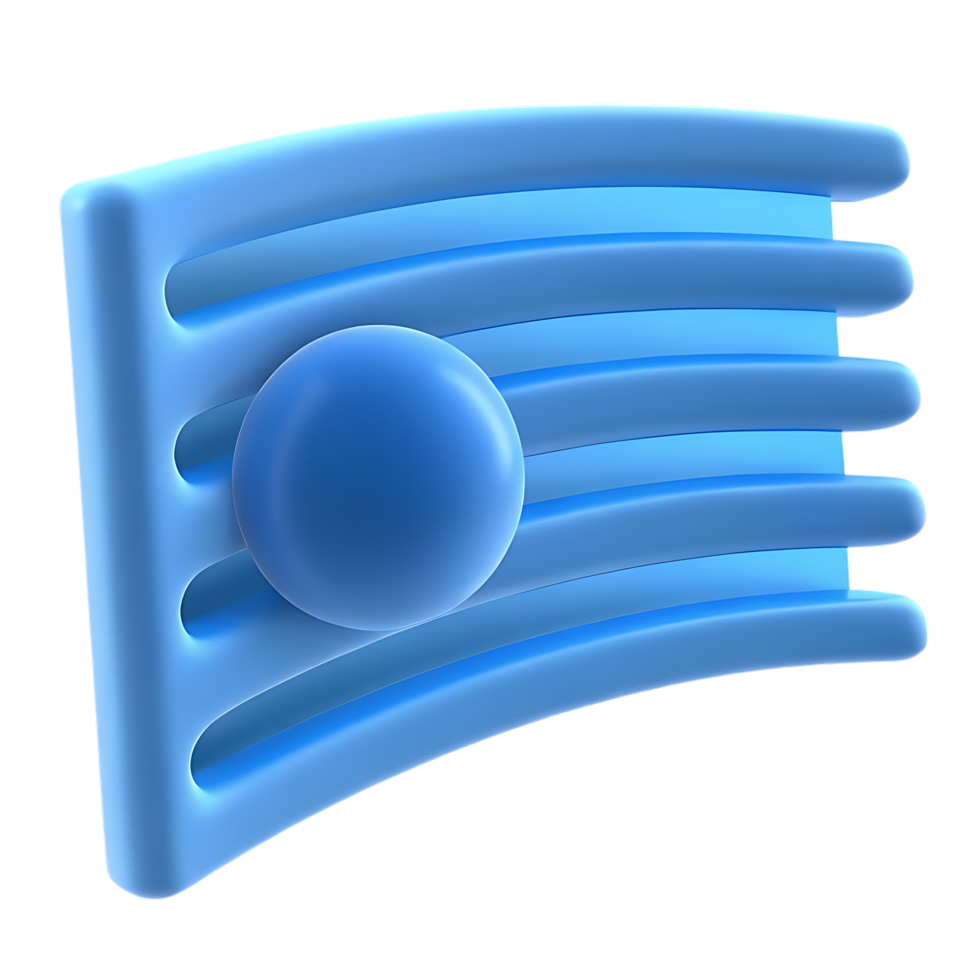 Abstract 3D Render of Blue Curved Lines and Sphere png