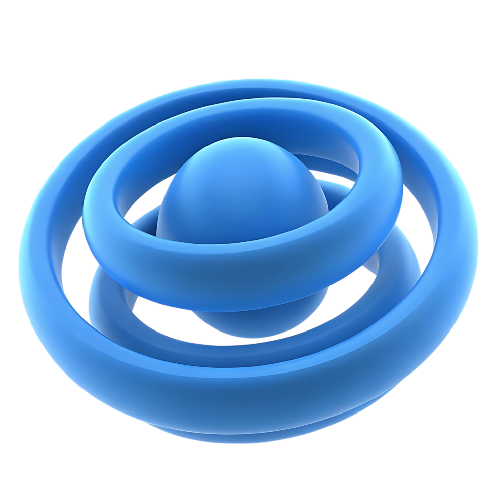Abstract 3D Blue Sphere with Concentric Rings Design png