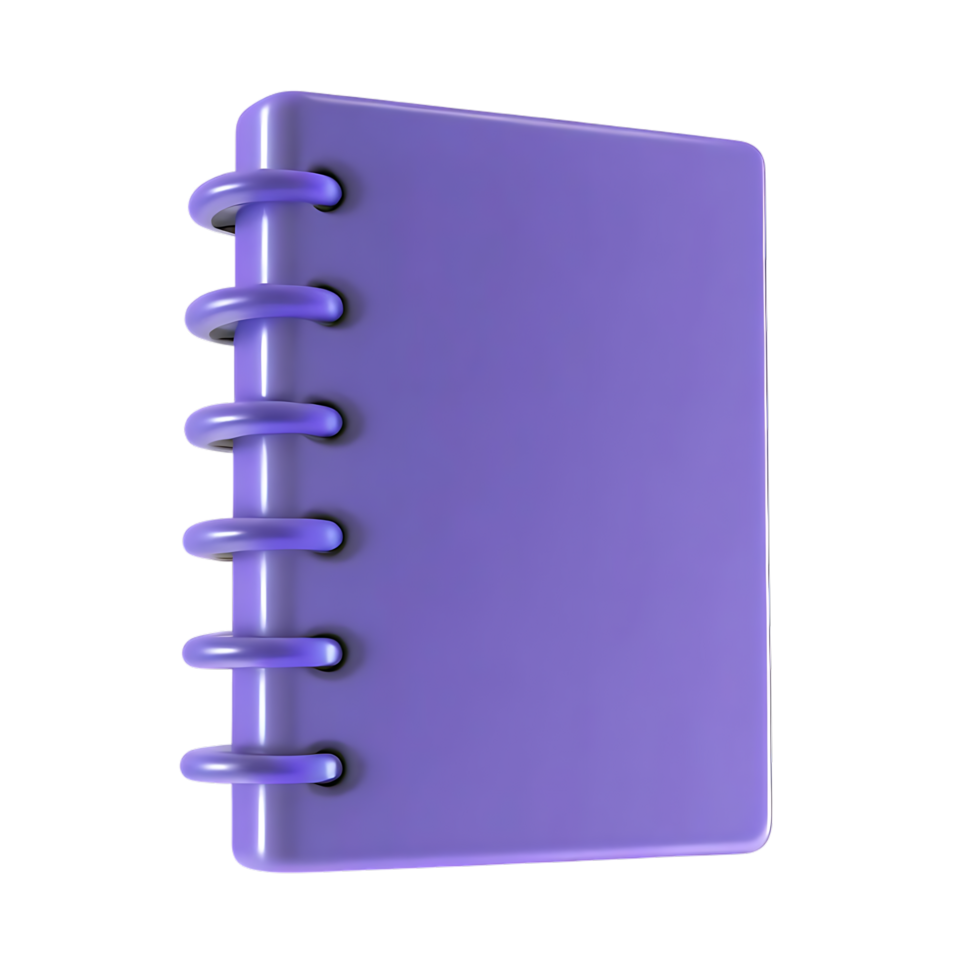 Purple Spiral Bound Notebook 3D Render Design png
