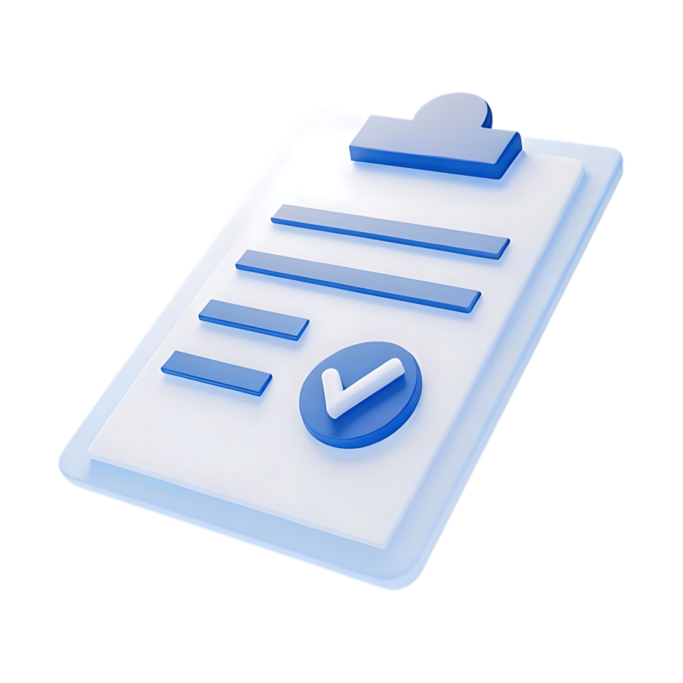 3D Render of Checklist Clipboard with Check Mark png