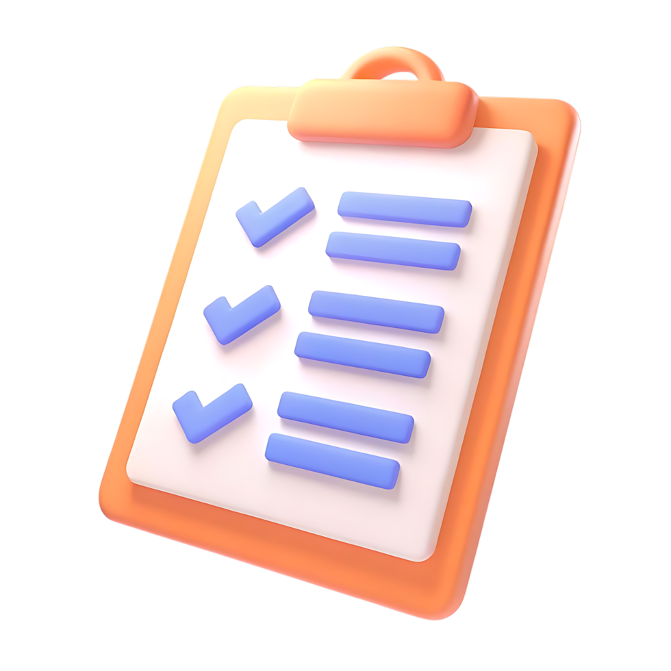 3D Render of Checklist Clipboard App Icon png