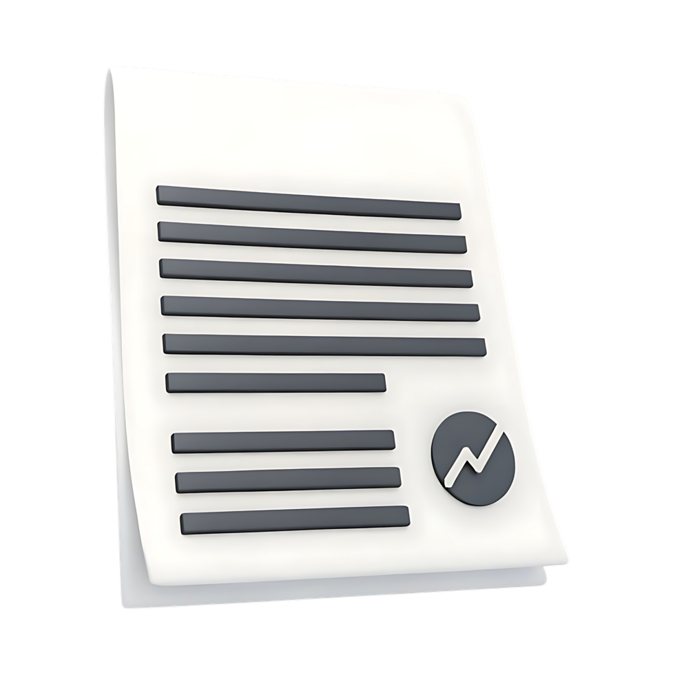 transparent Document with Graph Icon 3D Render png