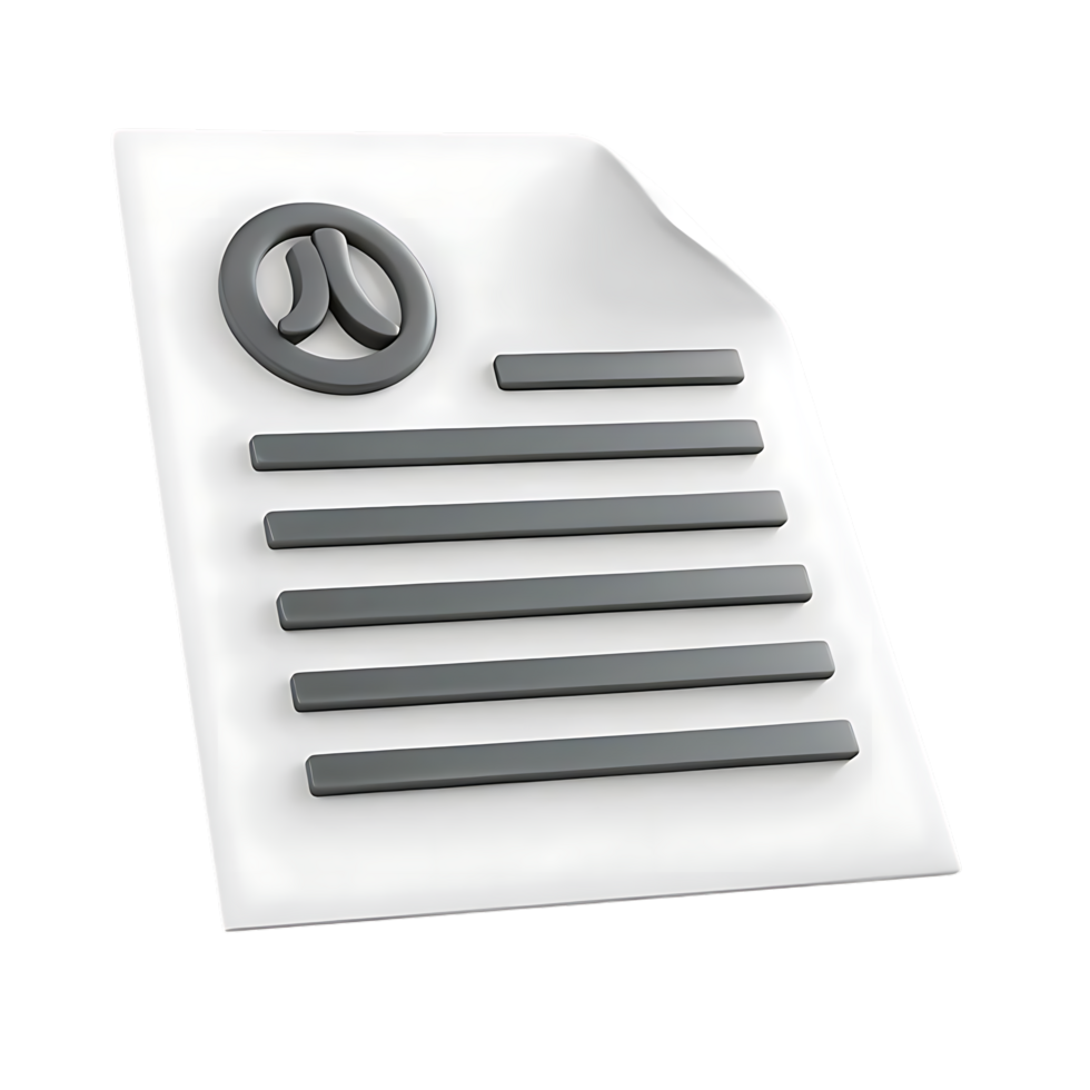 transparente documento com cinzento logotipo ícone 3d render png