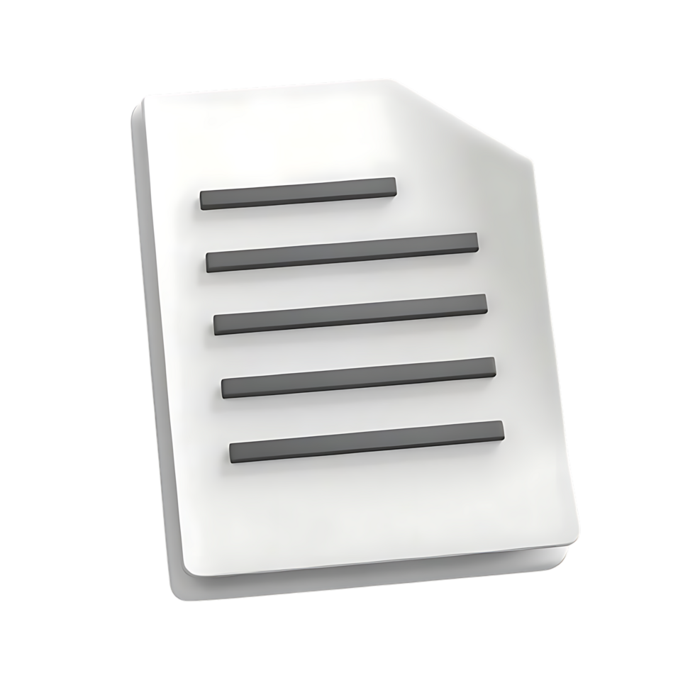 transparent Document Icon with Gray Text Render png