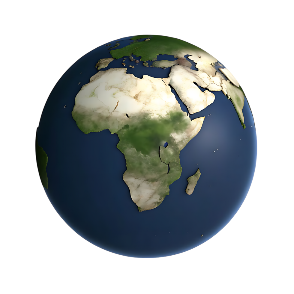 Africa Centered Earth Globe on transparent Background png