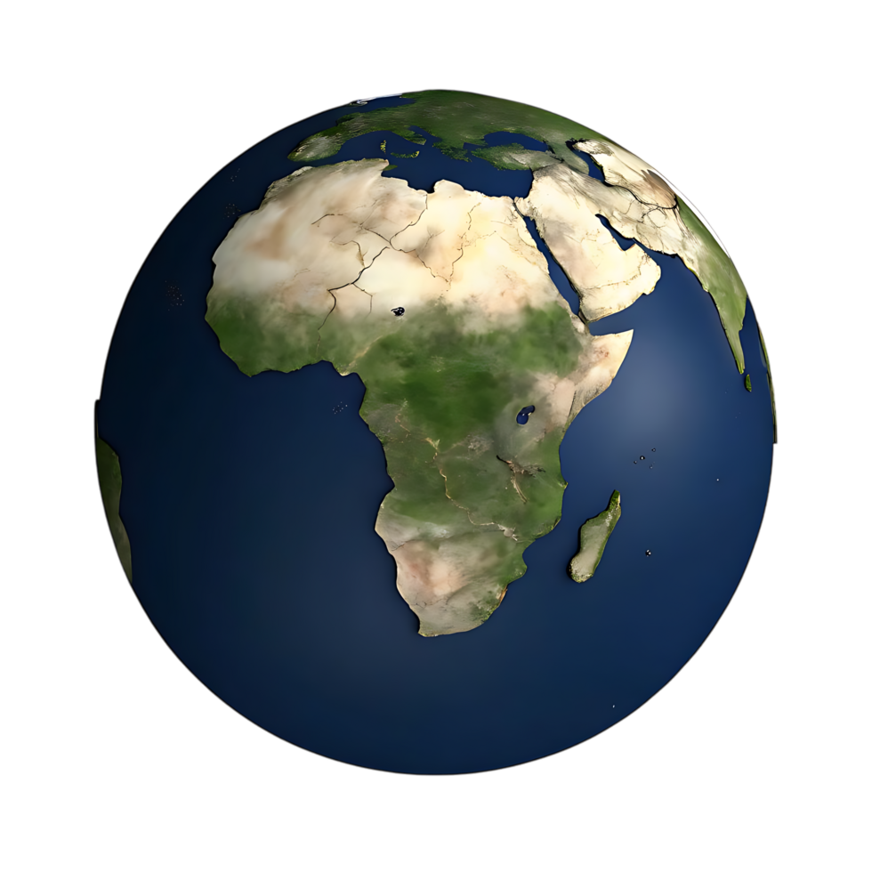 3D Render of Earth Globe Focused on Africa png