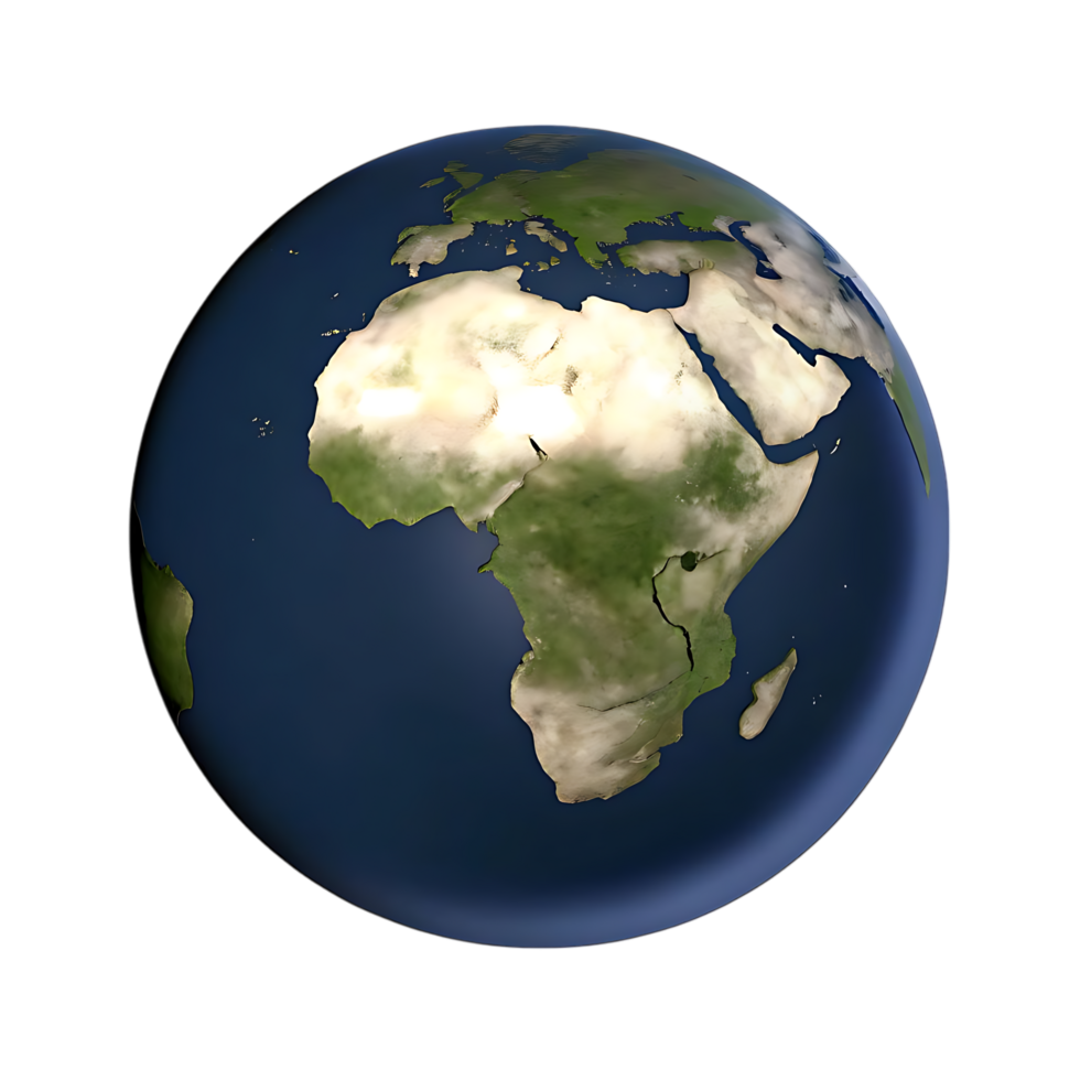 Africa and Europe Visible on Rotating Earth Globe png