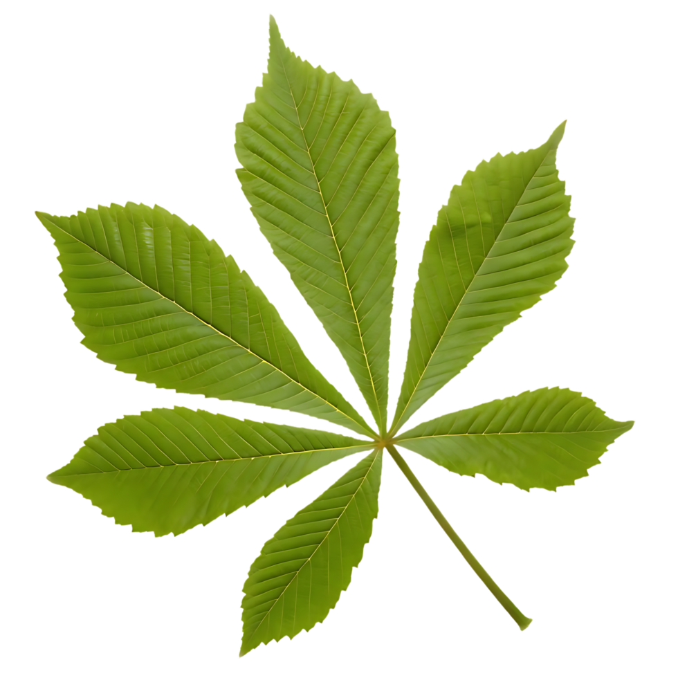 Green Horse Chestnut Leaf Isolated on transparent Background png