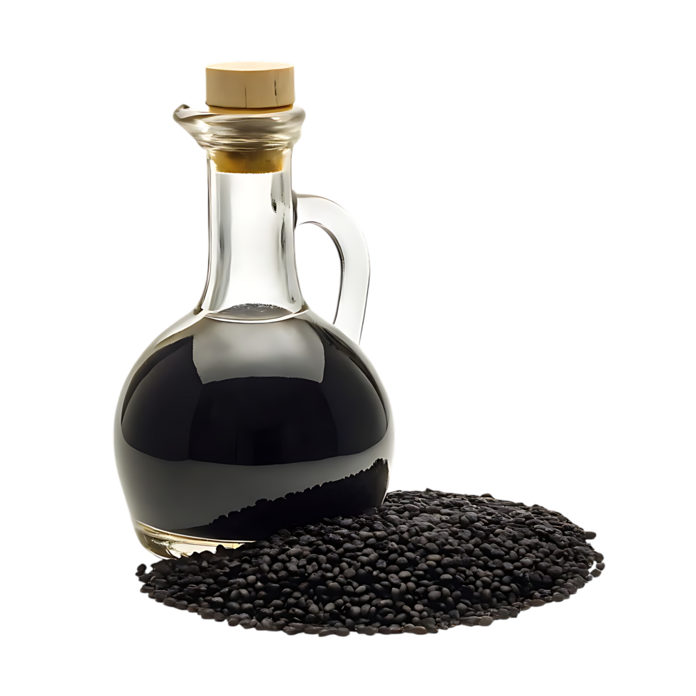 Golden Sesame Oil Pouring with transparent Seeds png