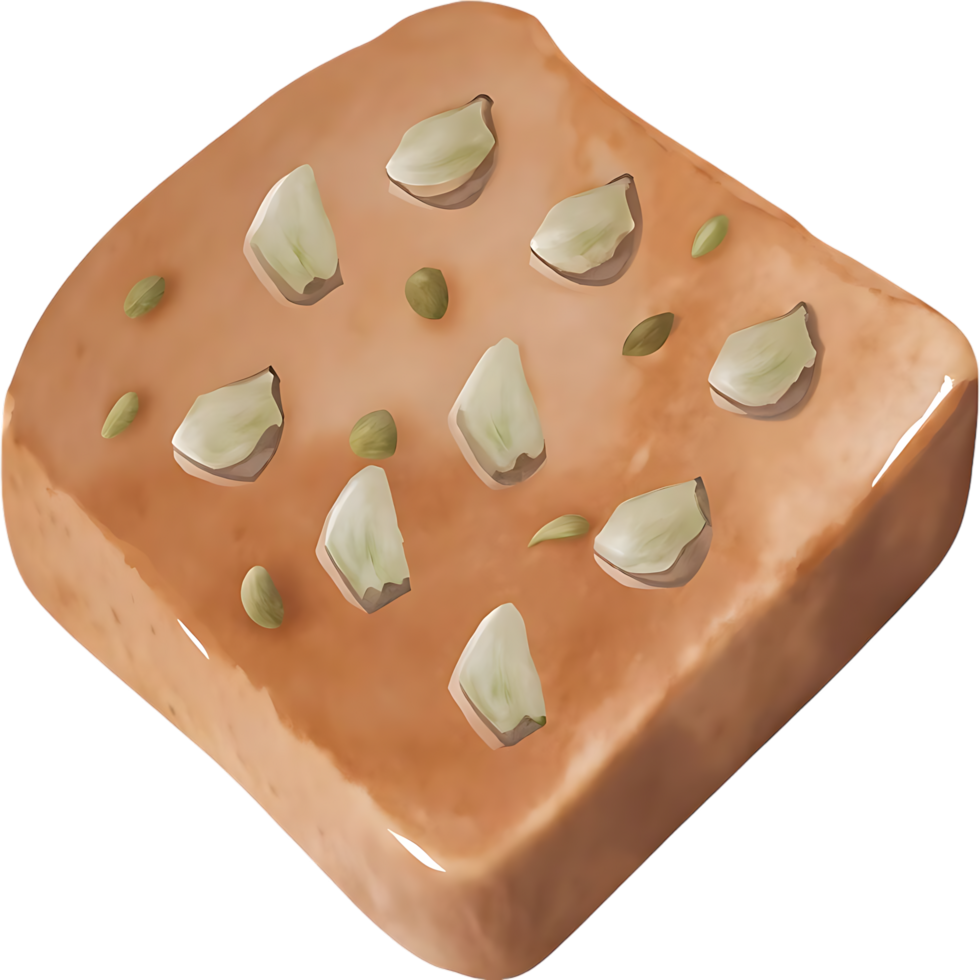 Sliced Loaf of Garlic and Cardamom Bread Closeup png