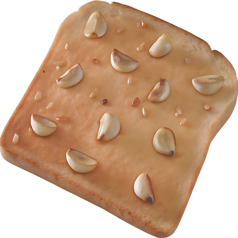 Overhead Shot of Toast with Garlic Cloves png