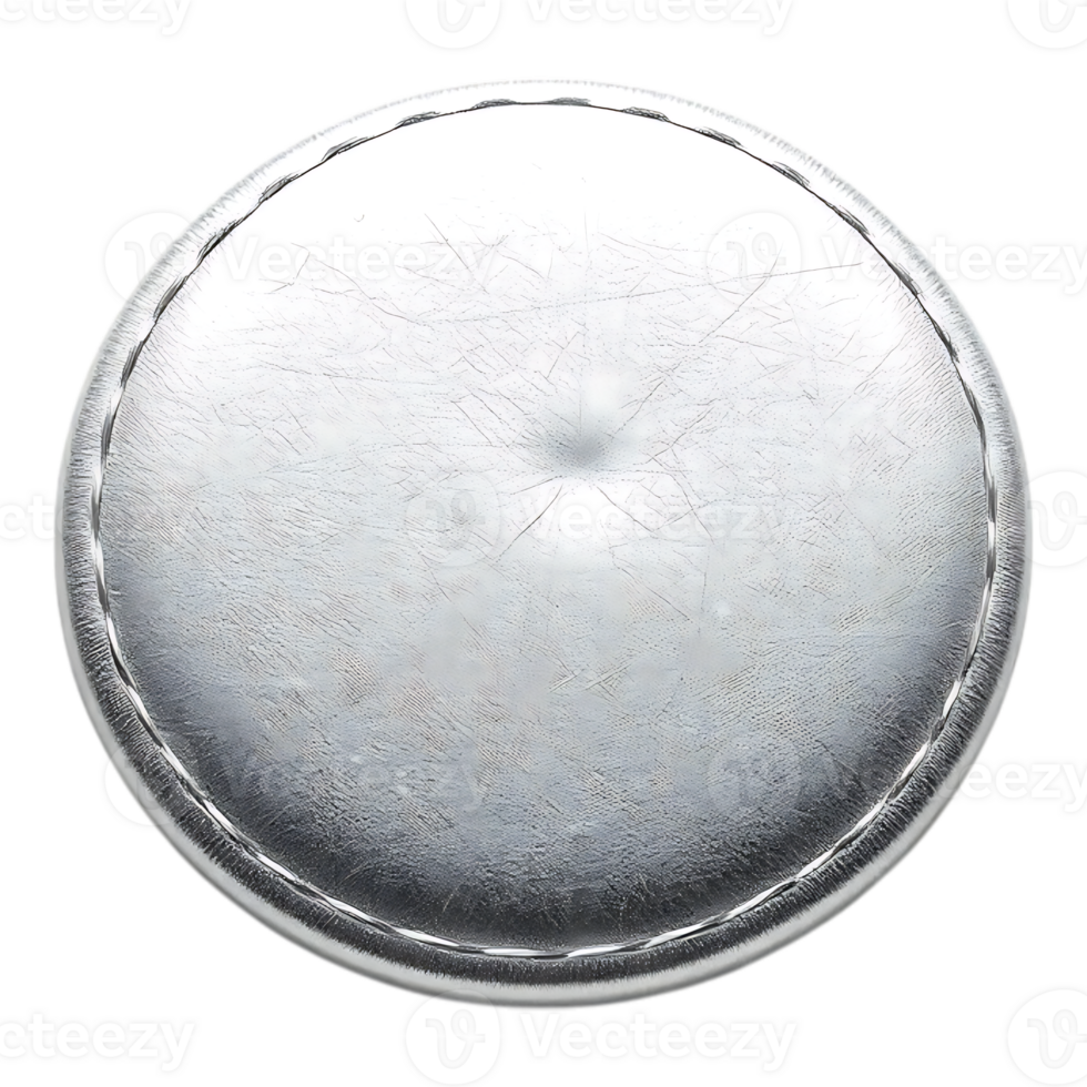 Close-up of a shiny, metallic, silver button with a textured surface png