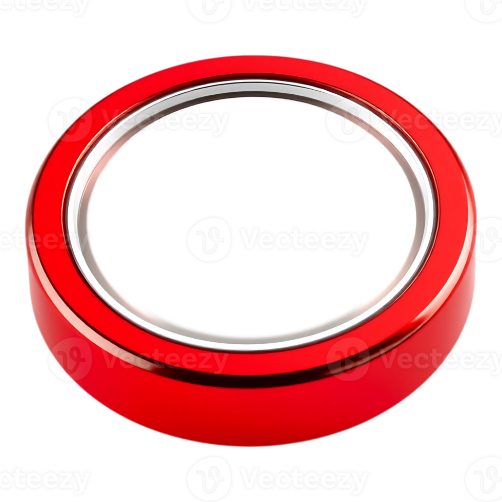 Shiny red 3D button with a white space png