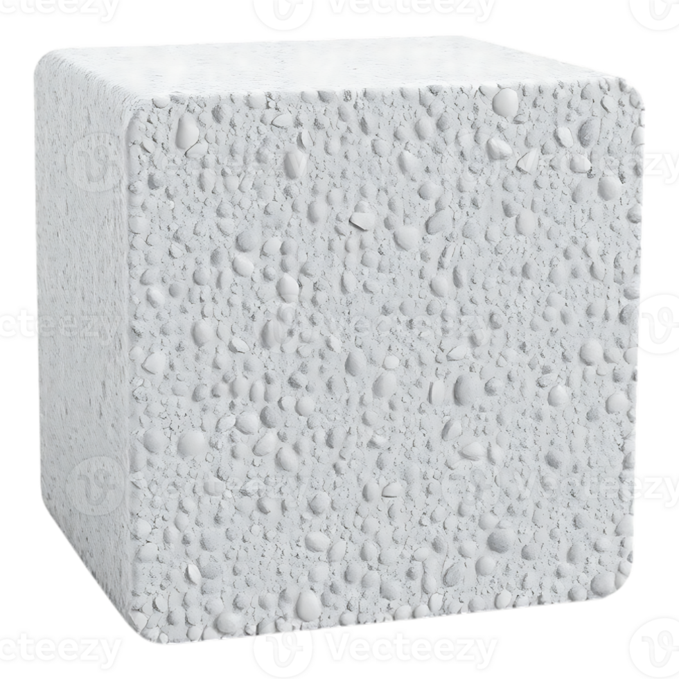 3D Render of a Textured White Cube png