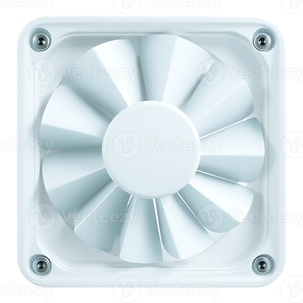 White computer fan with blades and square frame png
