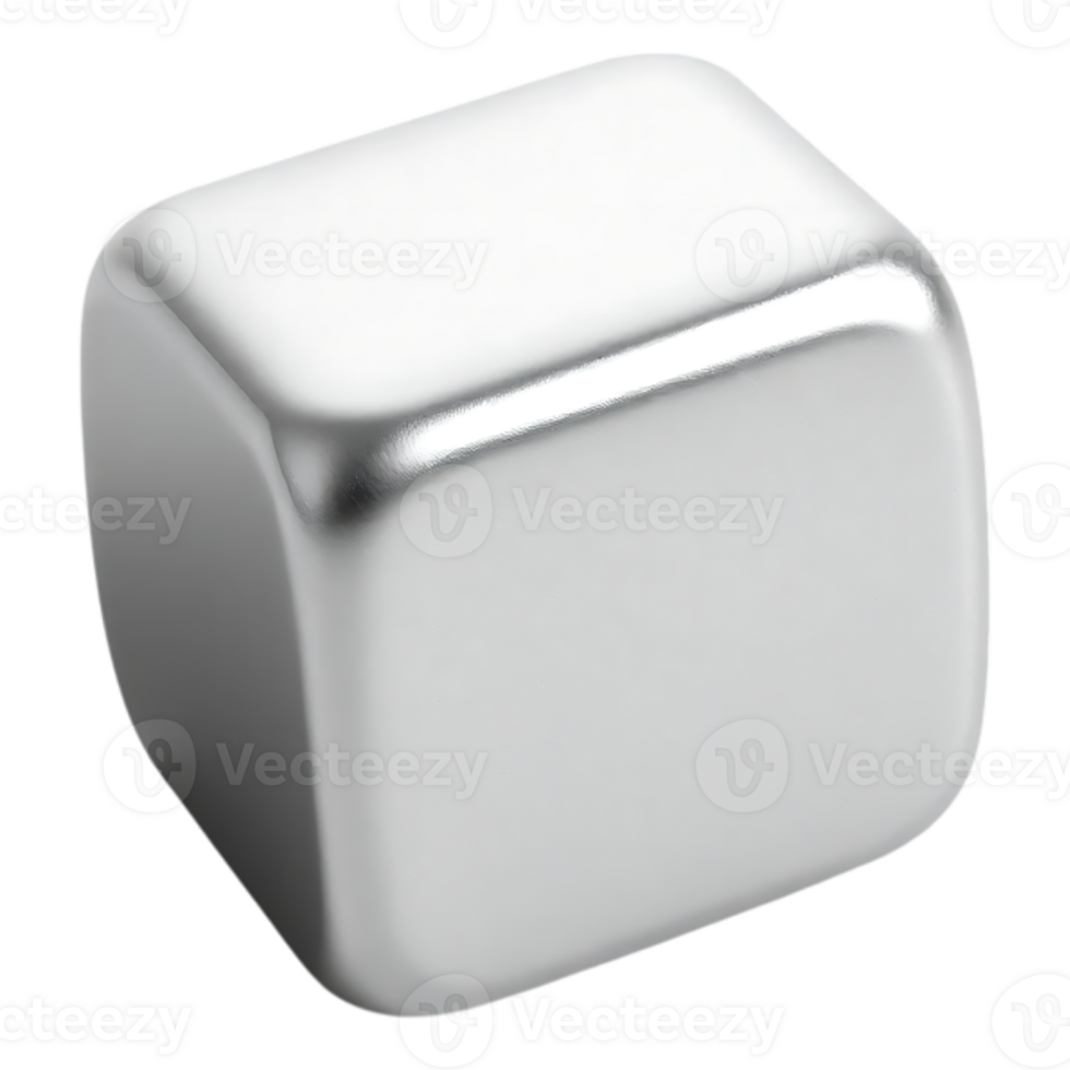 A Shiny Metallic 3D Cube Render png