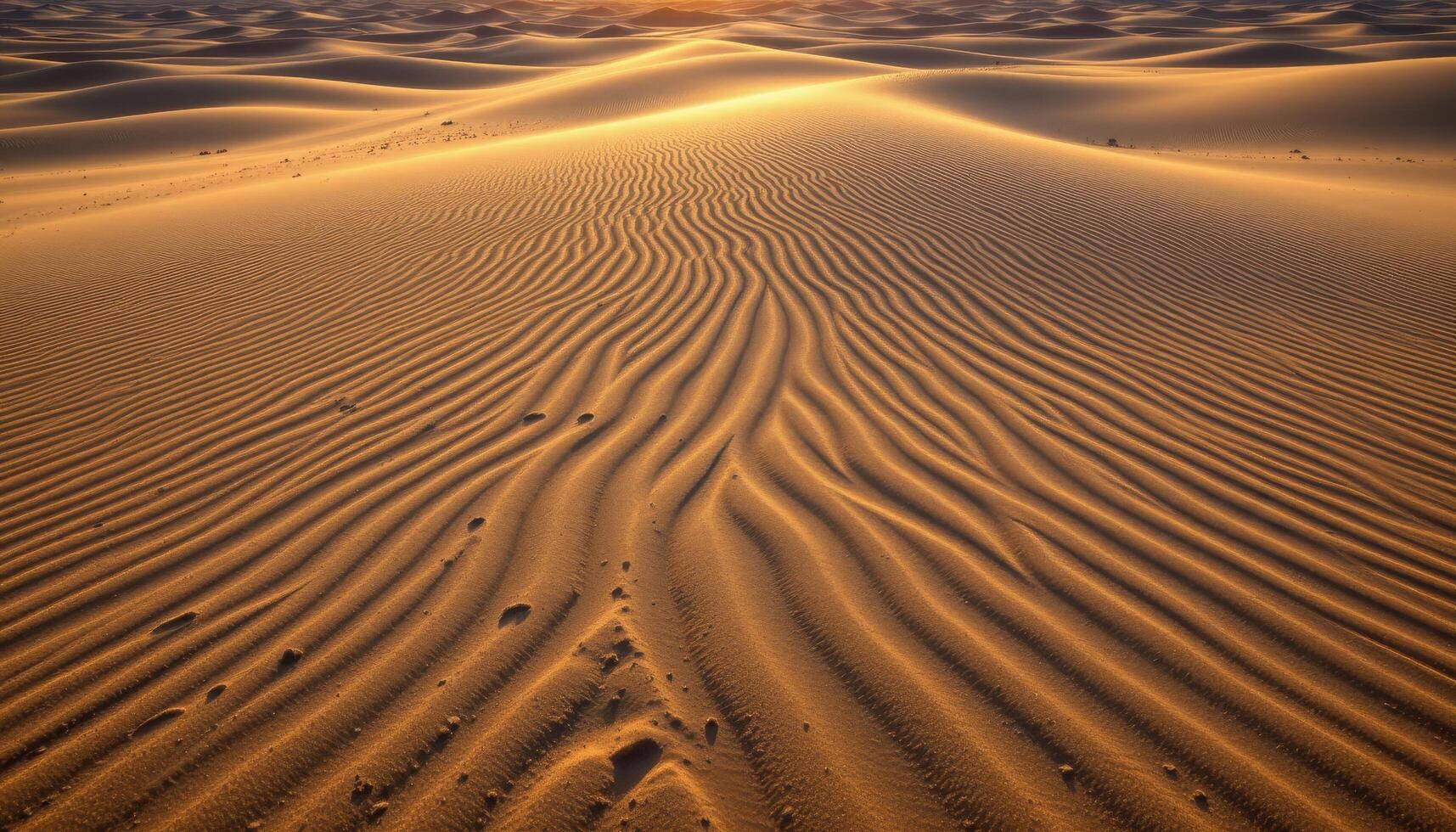 a windswept dune field at sunrise, with perfect ripples of sand and shifting shadows across the surface. photo