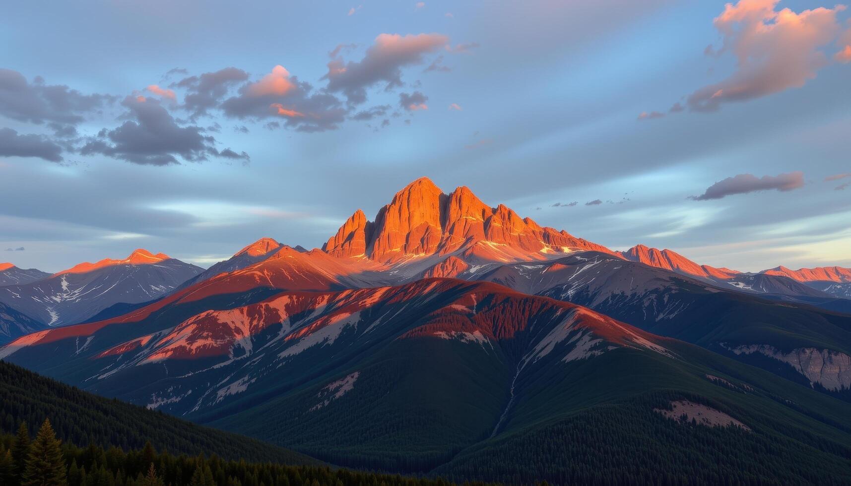 a rocky mountain ridge bathed in the warm glow of the late afternoon sun. photo
