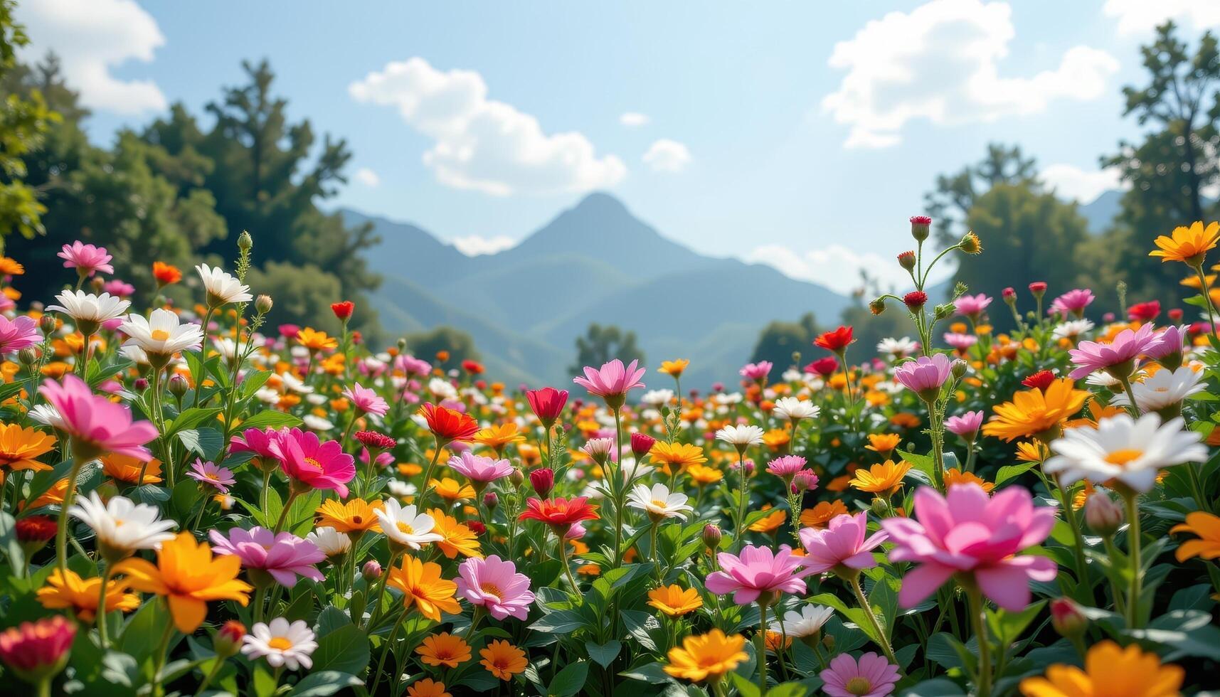a digital garden rendered in pixelated flower forms, glitching between real and artificial. photo