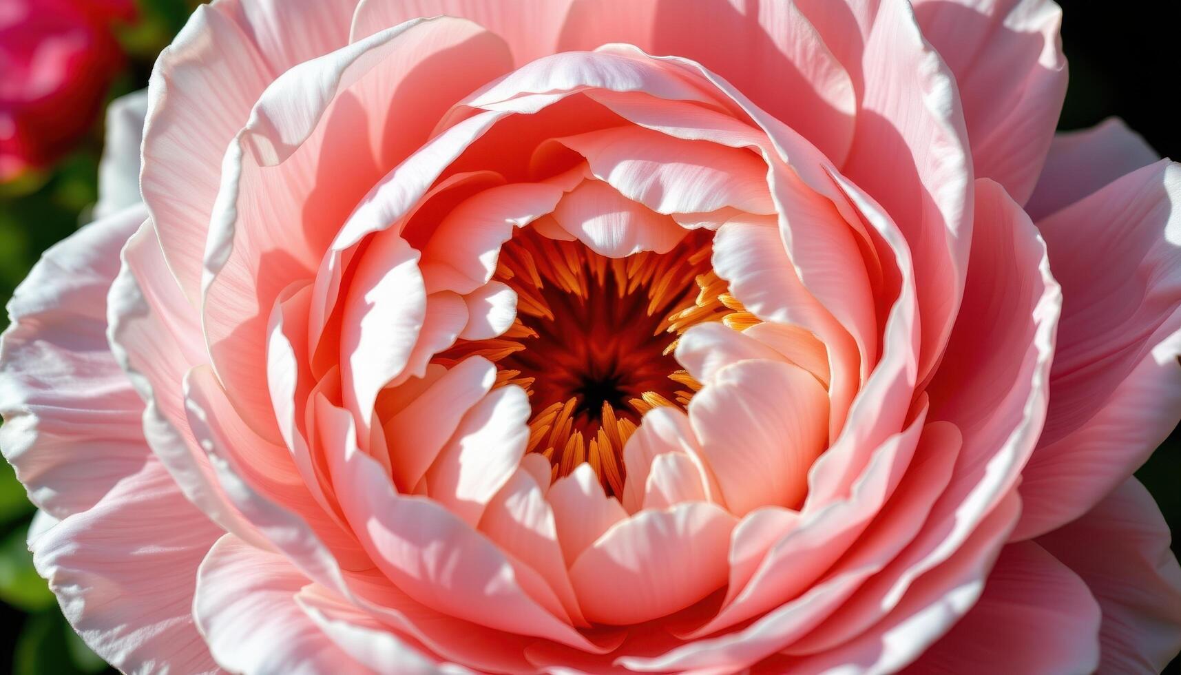 the petals of pale pink peonies unfold slowly in the morning photo