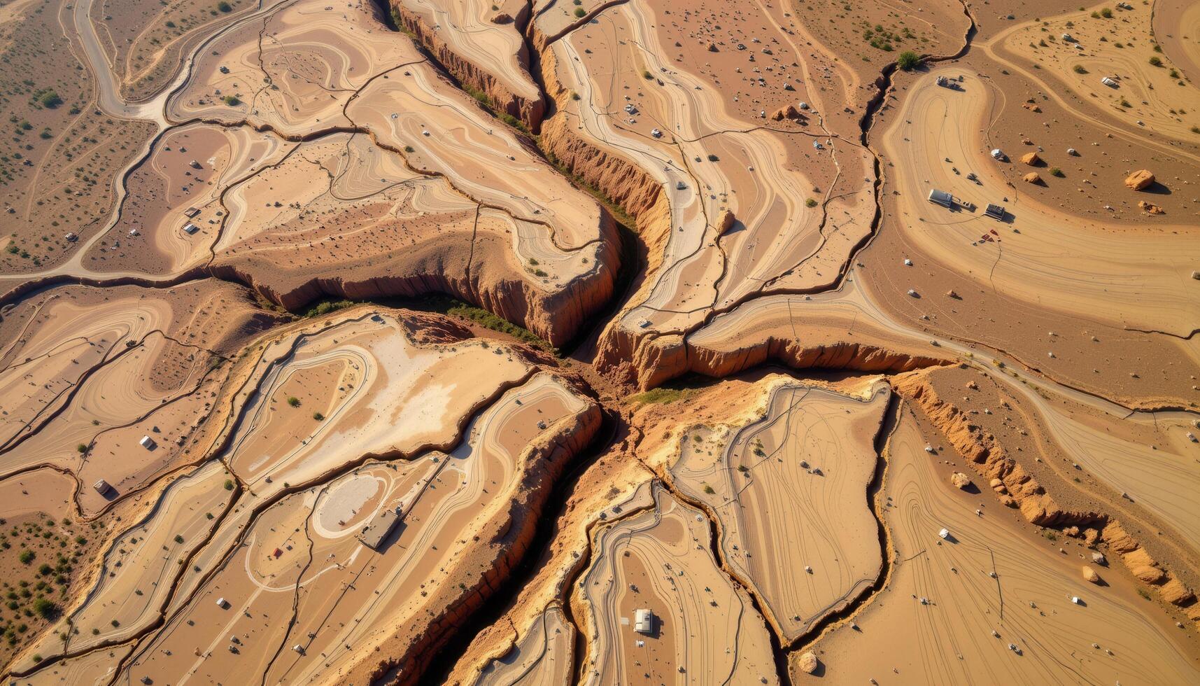 ancient fault line cutting through arid plains photo