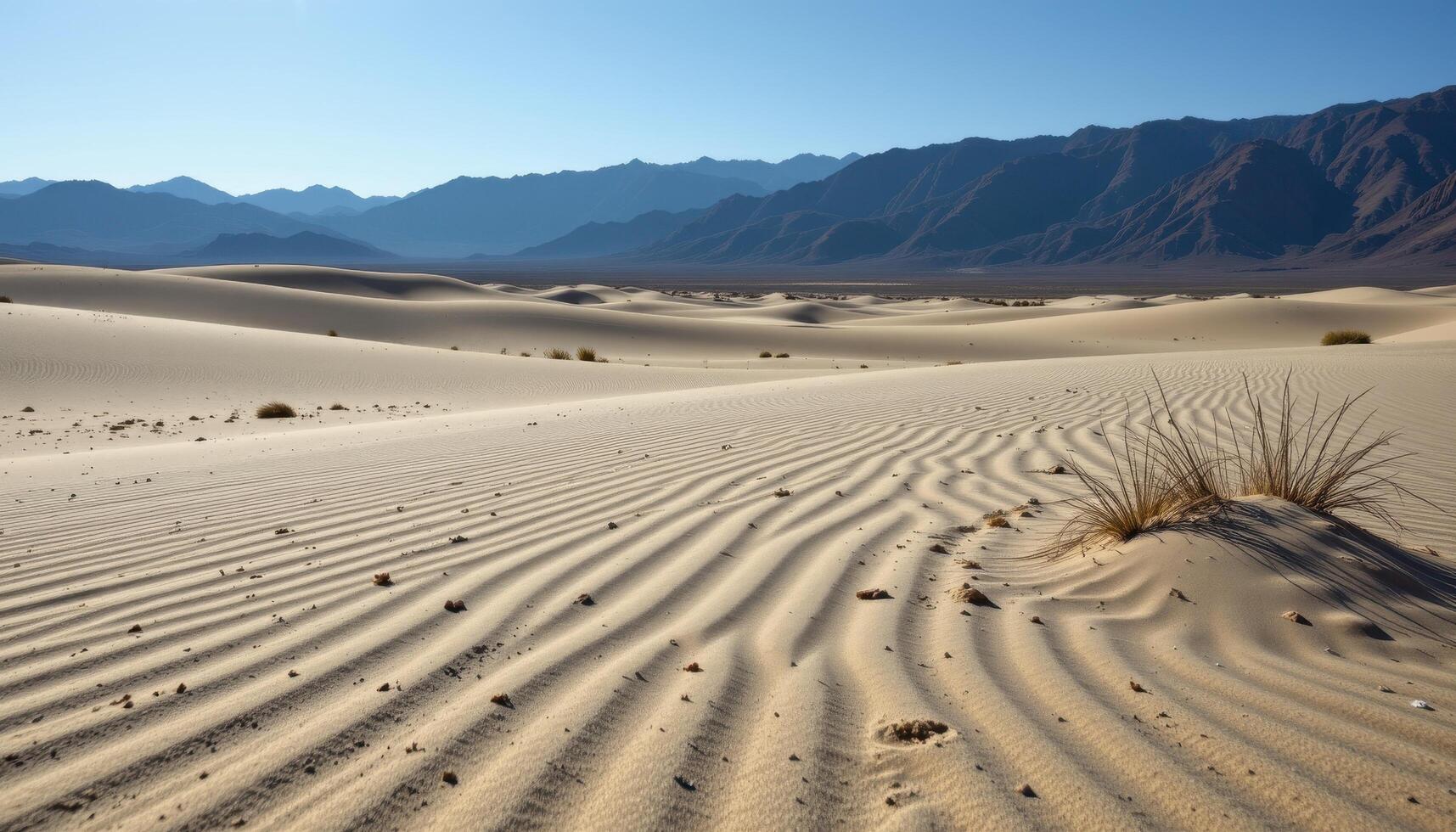 quiet desert plateau with ripples of windblown sand photo