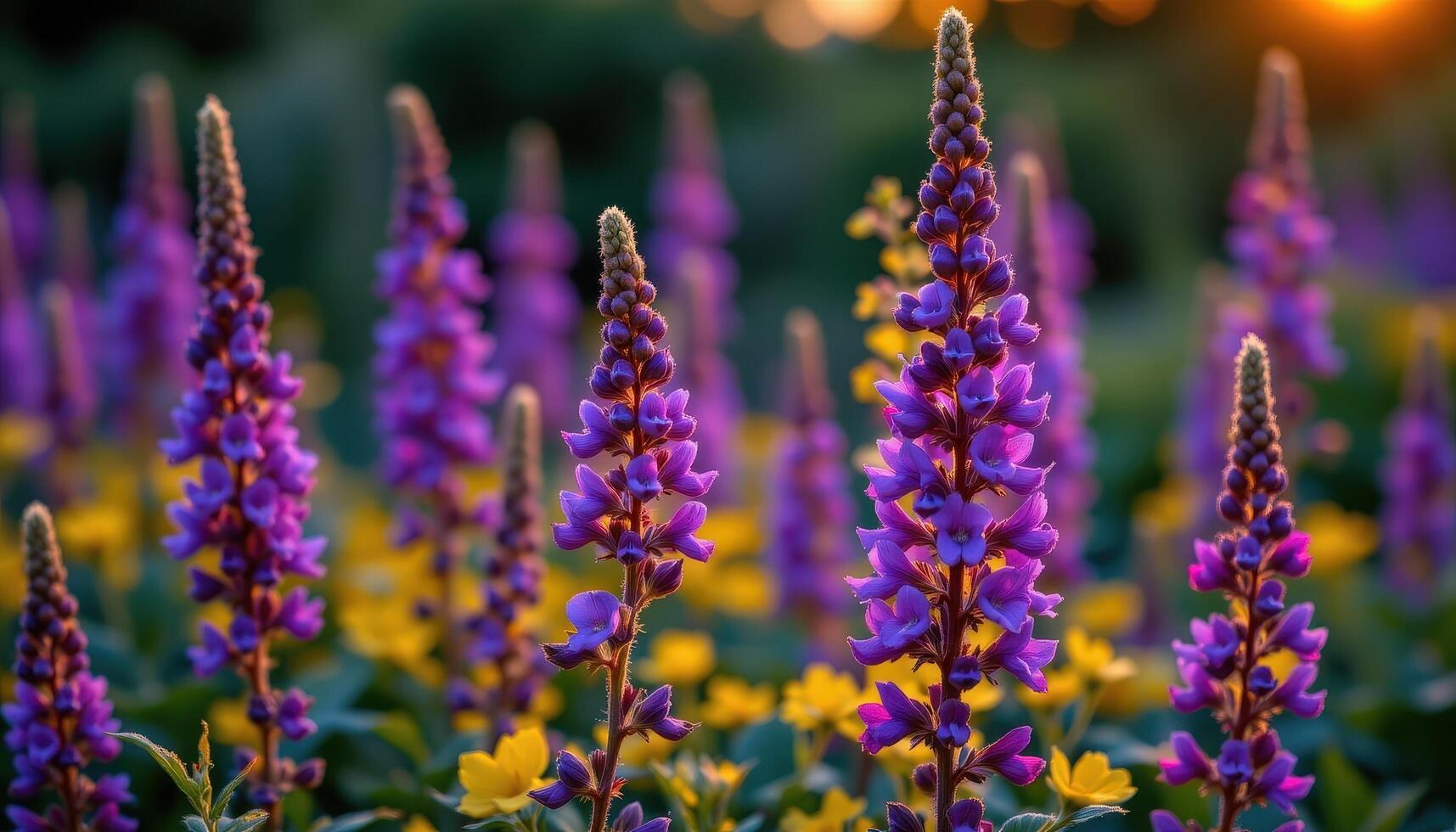 deep purple salvia glowing at dusk photo