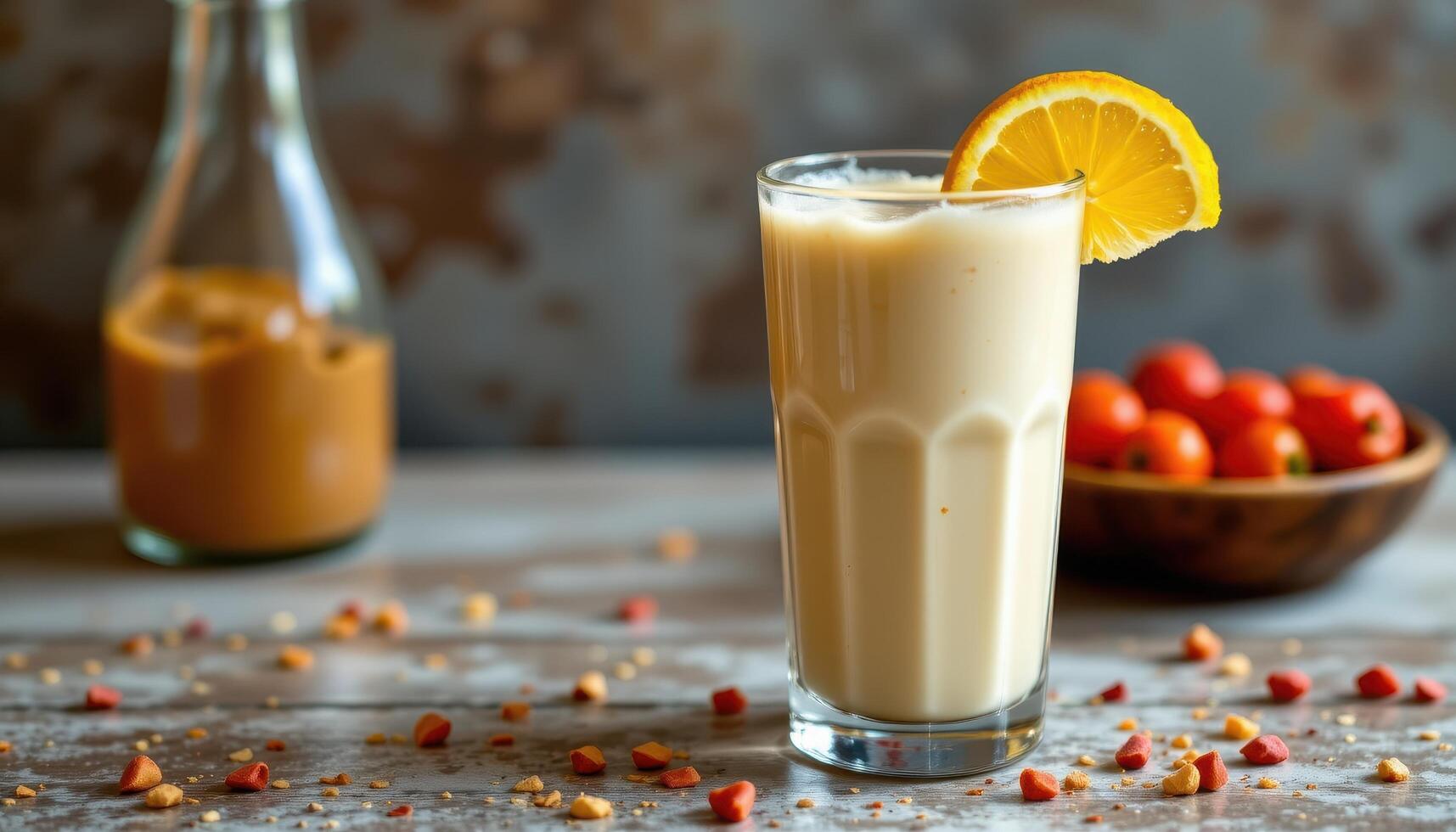 a creamy horchata in a tall chilled glass. photo