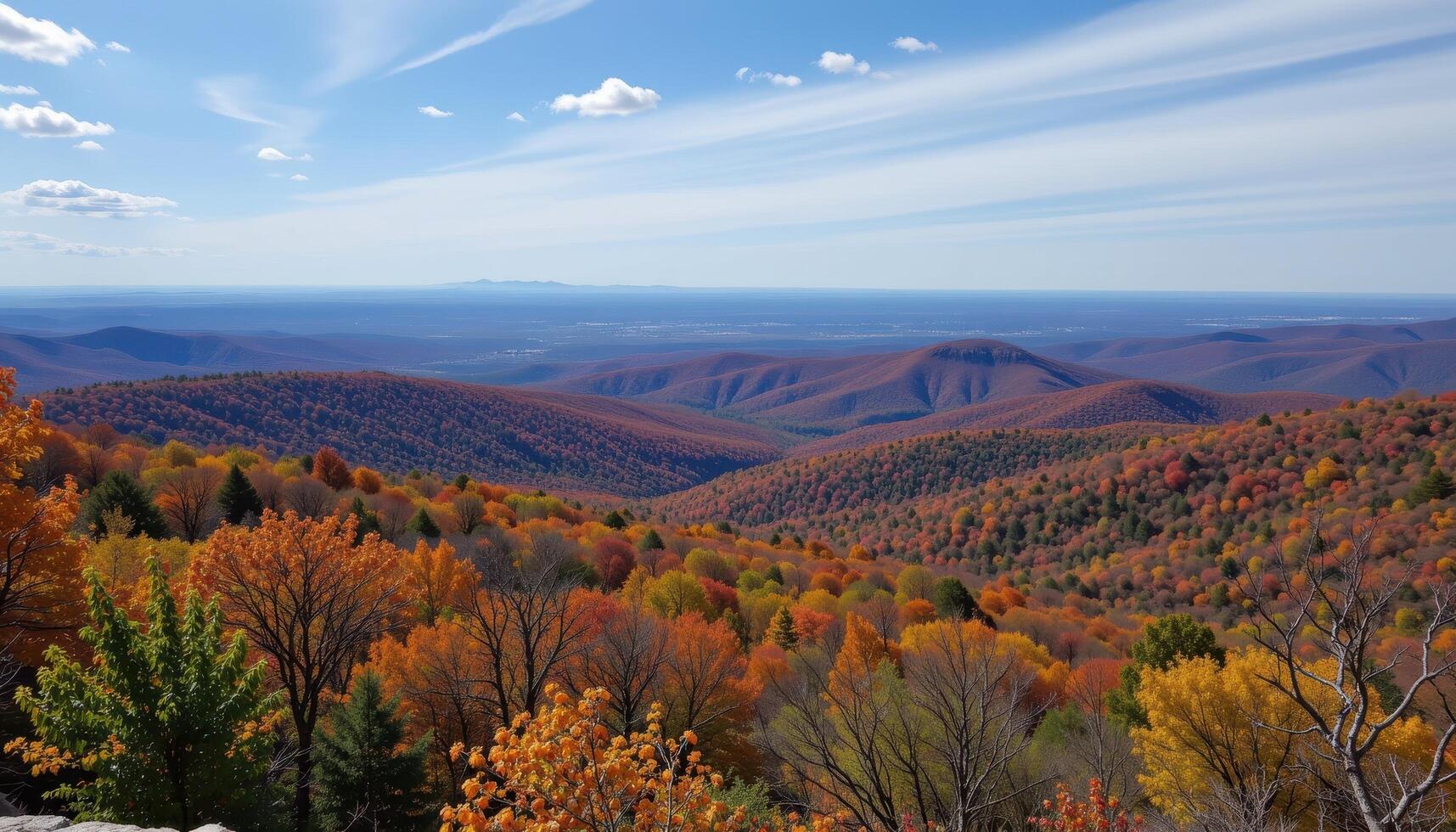 a scenic overlook above rolling forest hills. photo