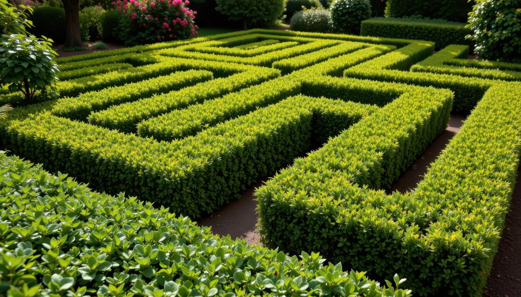 a hedge maze made entirely of dense shrubbery. photo