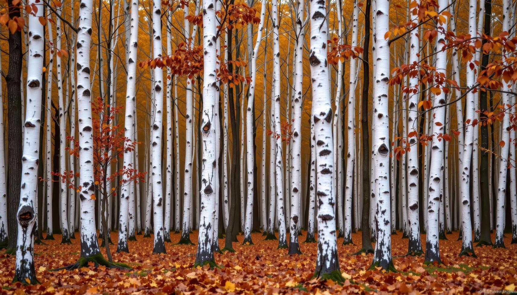 a forest of birch trees with white bark. photo