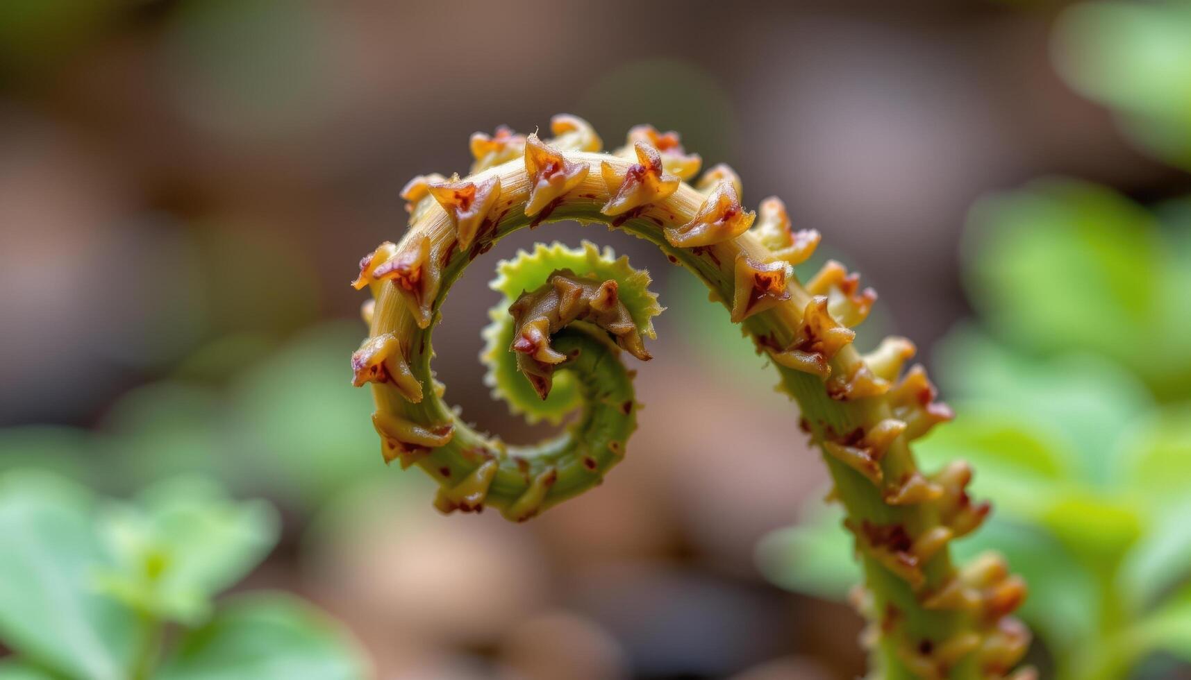 a close up of a curled fern frond about to unfurl. photo