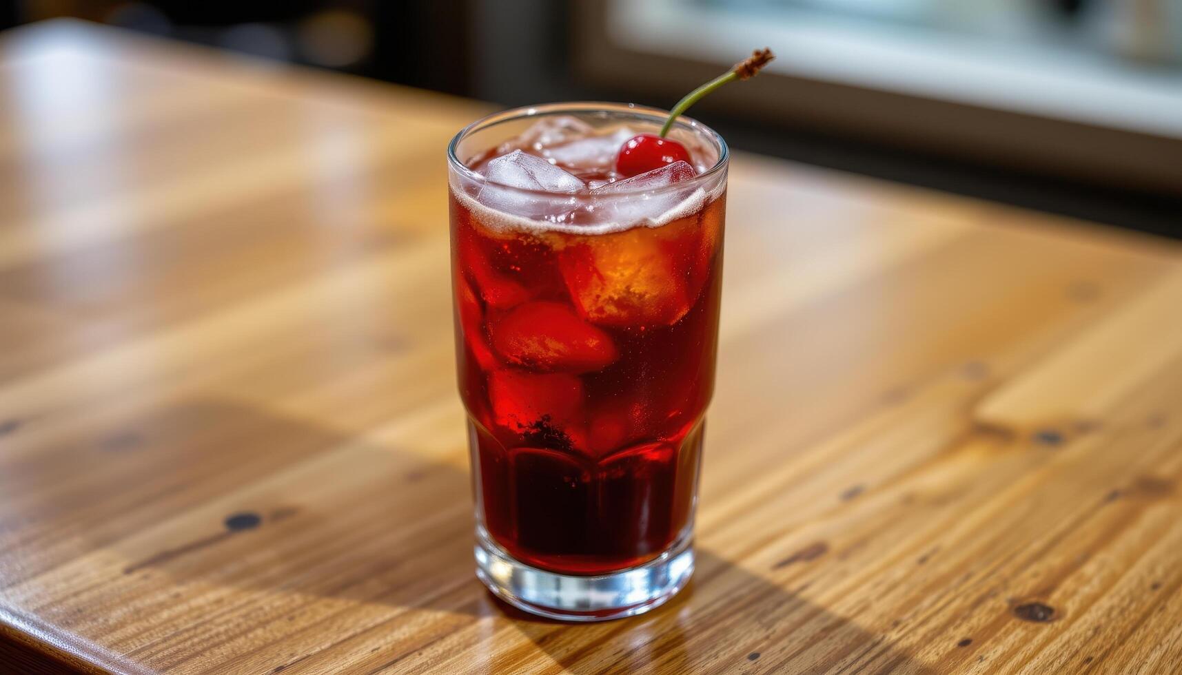 a cherry soda with crushed ice in a retro glass. photo