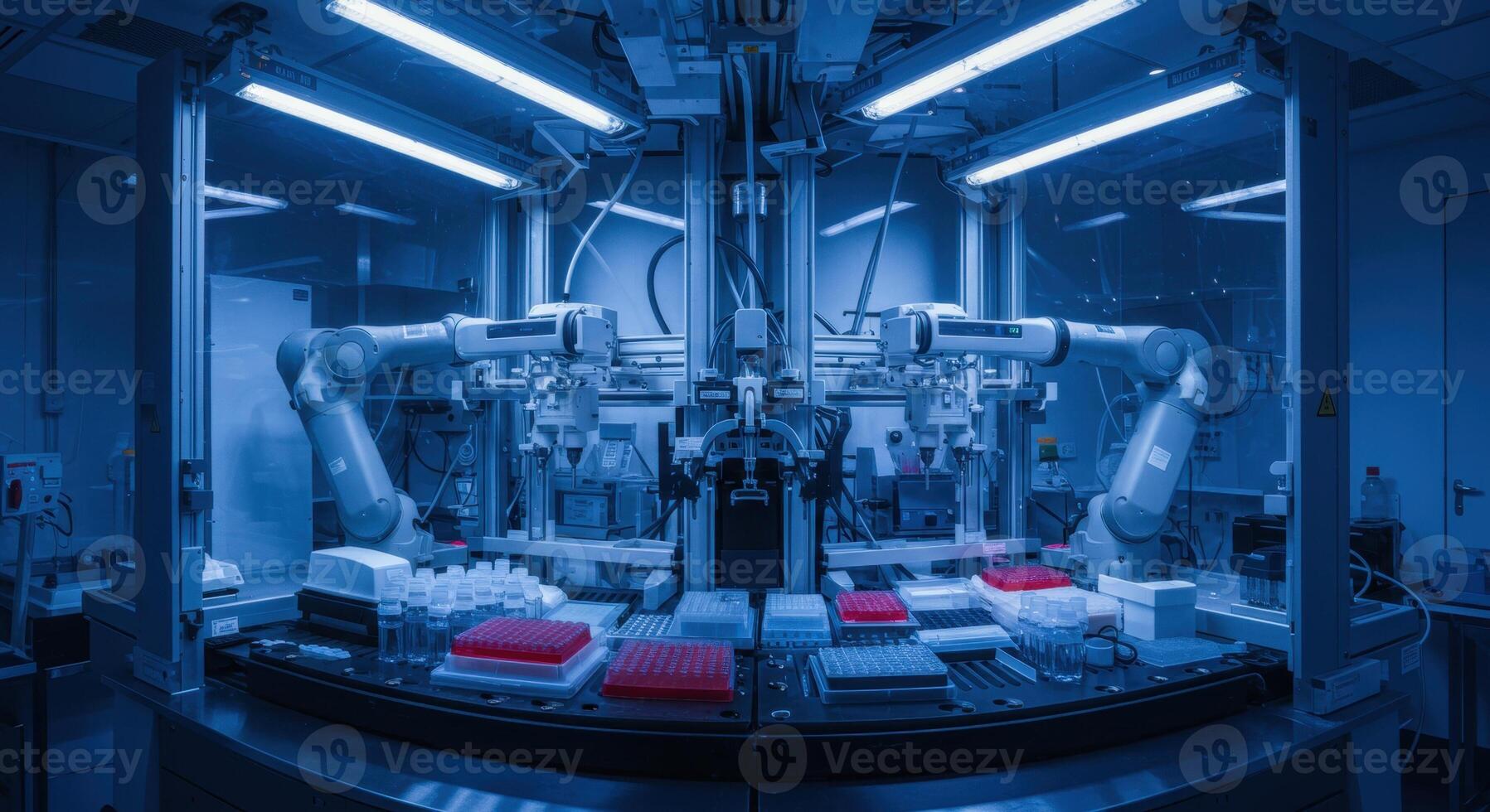 Robotic automation system in a modern laboratory for scientific research and development photo