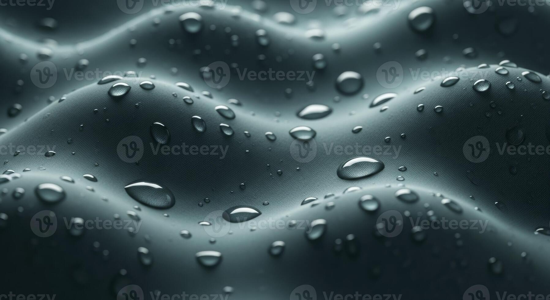 Water droplets on a wavy teal surface showcasing waterproof and repellent properties photo