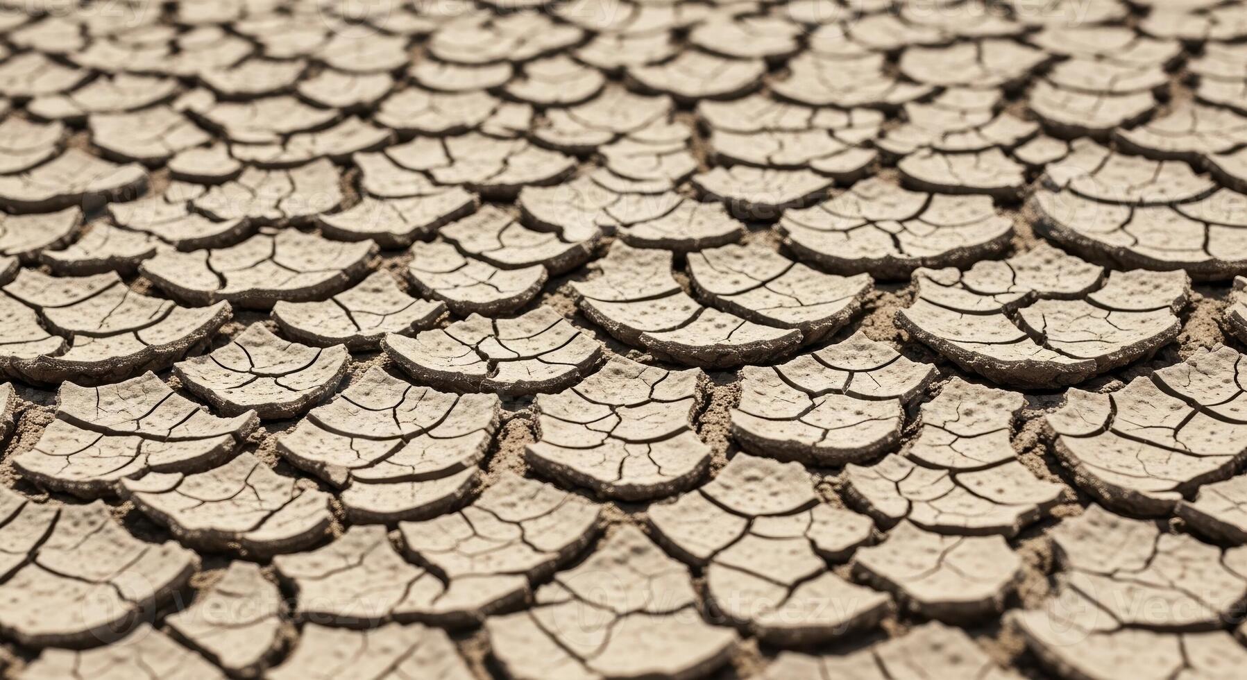 Parched and cracked earth showing severe drought conditions and environmental impact photo