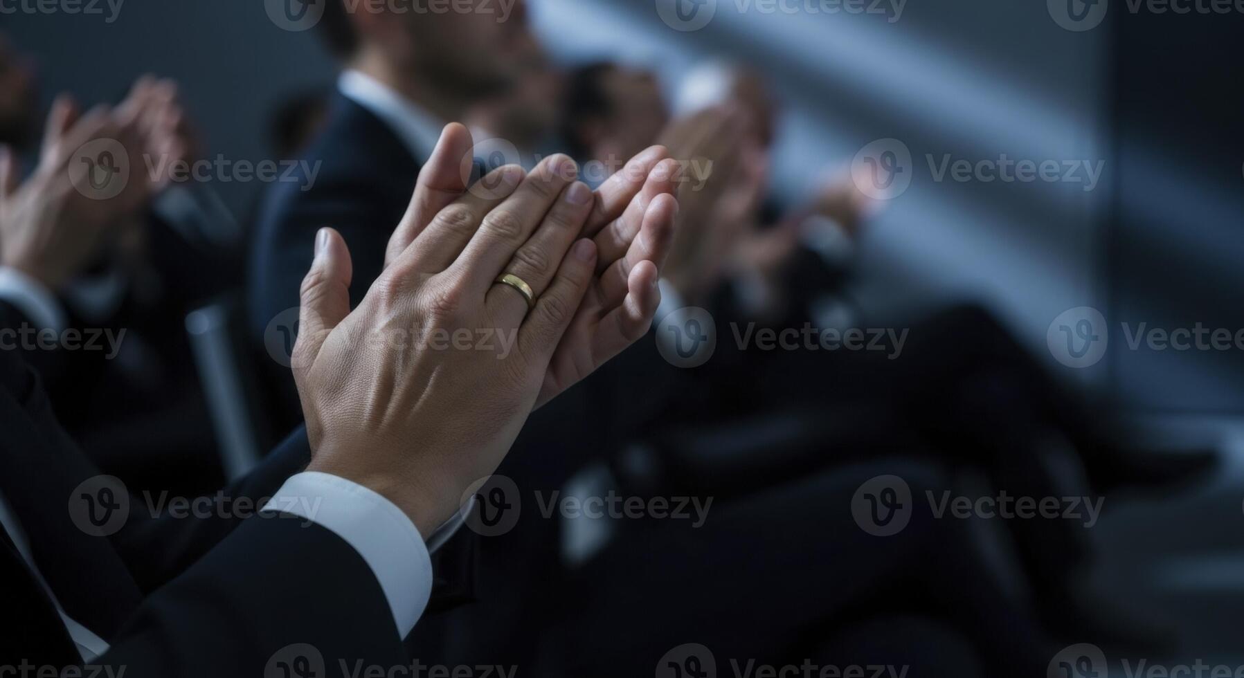 Close Up of Hands Clapping During a Business Conference or Professional Event photo