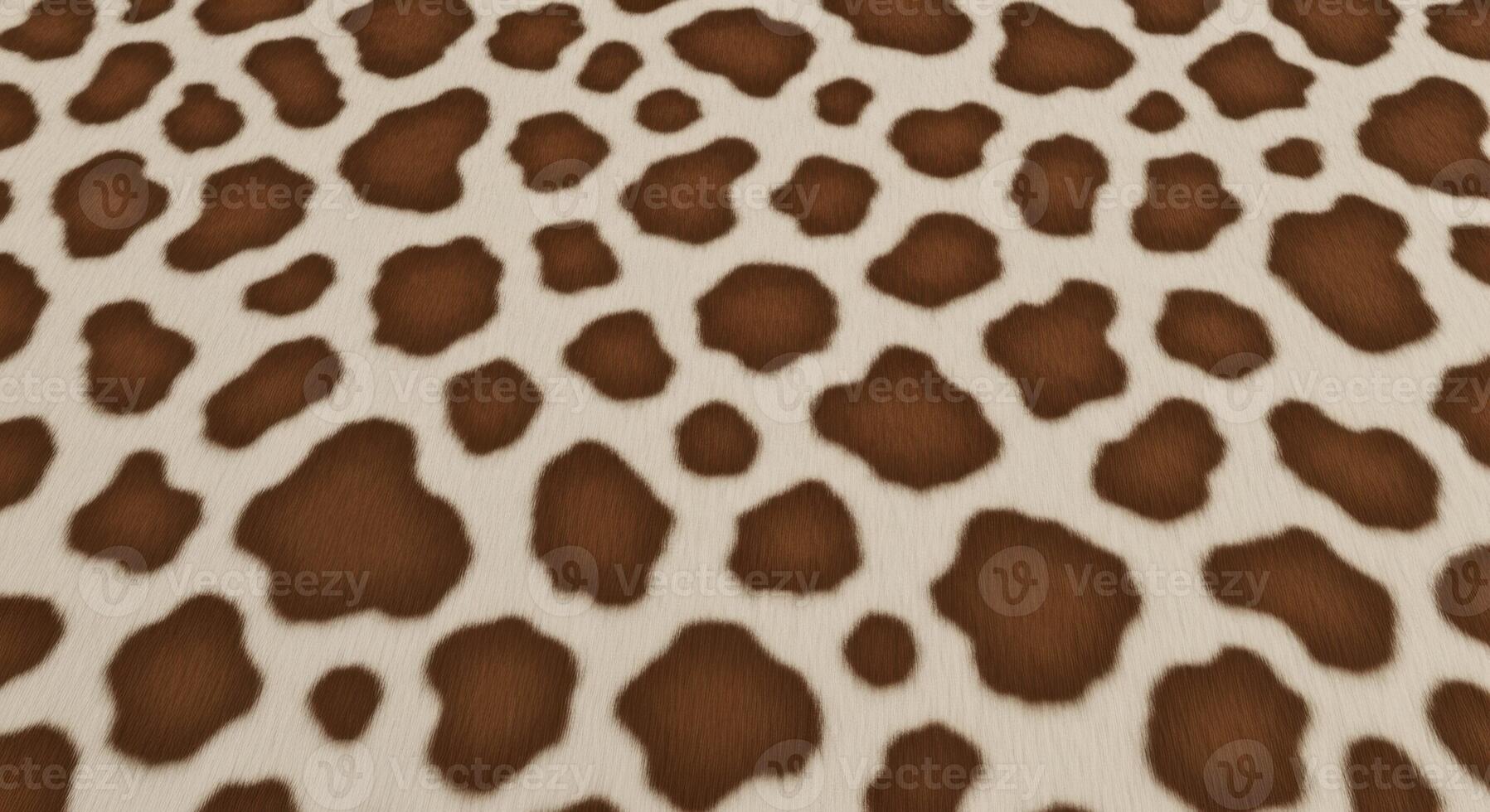 Seamless cowhide pattern with brown spots on a cream background, natural animal print texture photo
