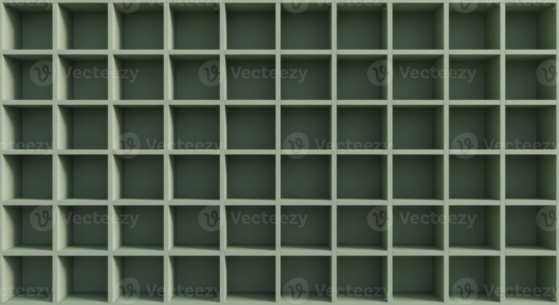 Full frame view of empty square shelves in a grid pattern for storage and organization concepts photo