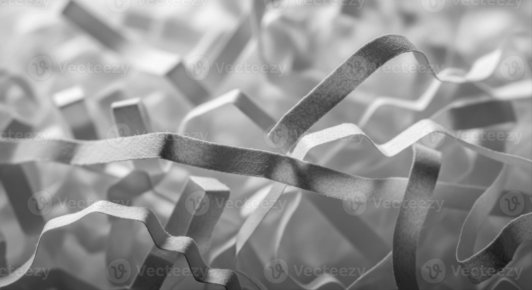 Abstract Macro View of White Shredded Paper and Packing Material Texture and Pattern photo