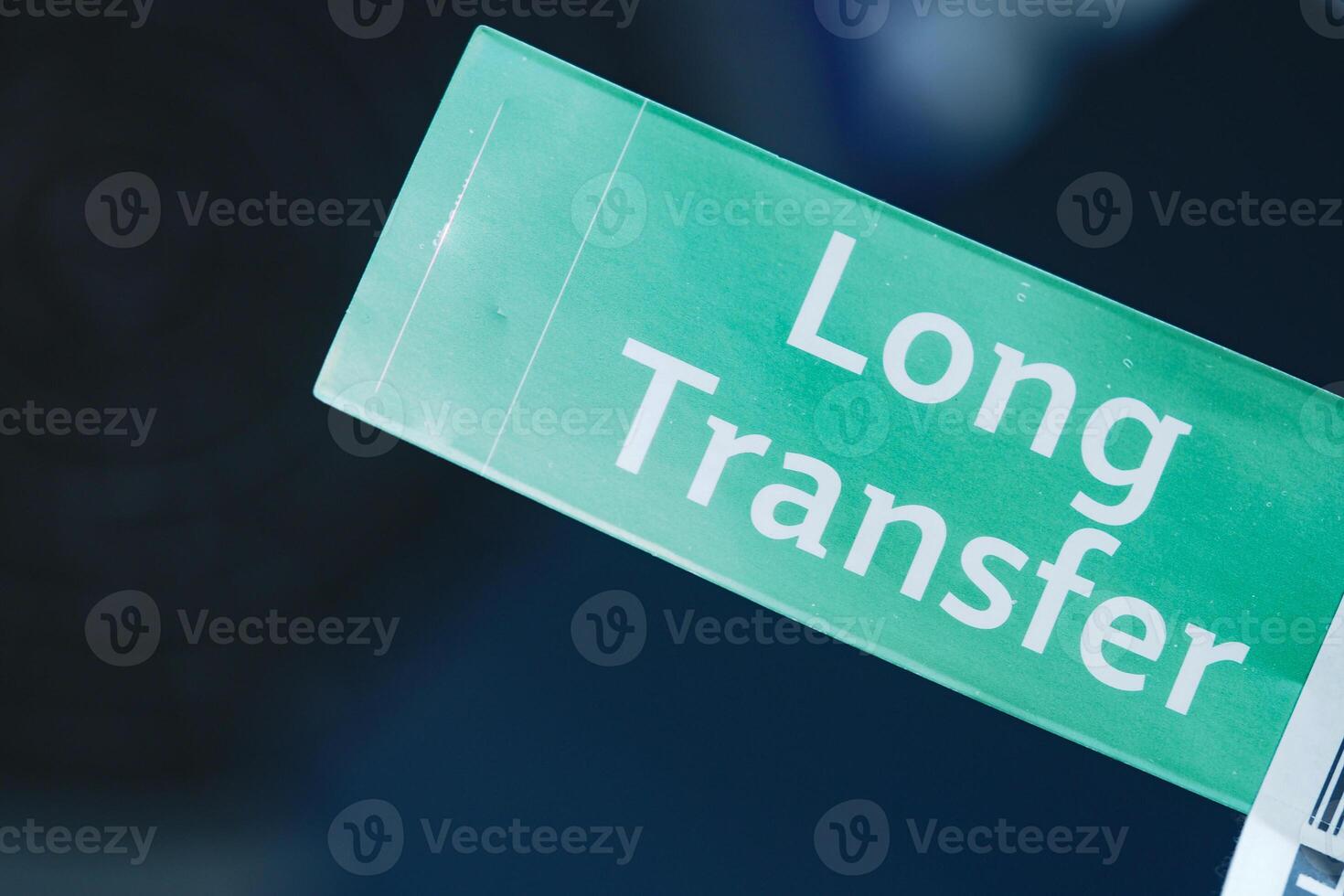 Long transfer label used at travel location photo