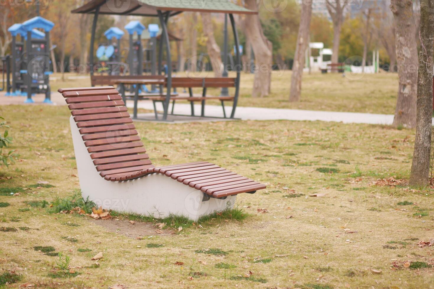 Unique lounge chair in a park setting during daytime photo