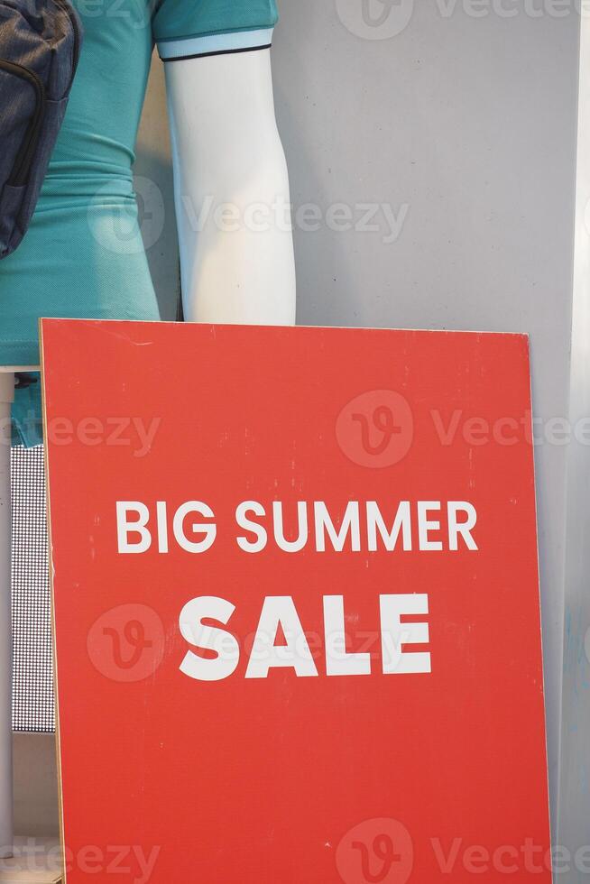 Big summer sale sign displayed in a retail store photo
