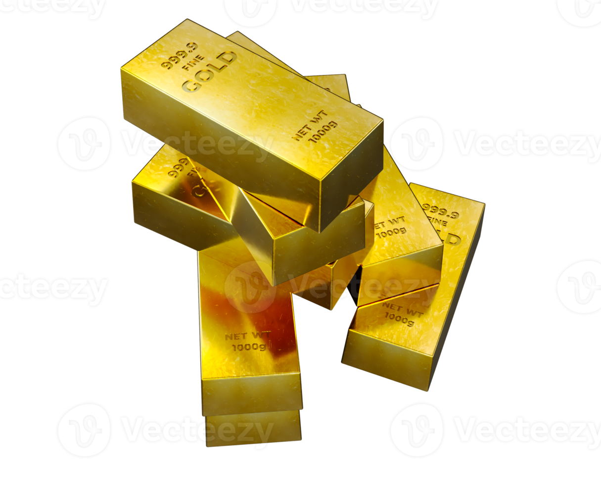 Stack Of Gold Bars isolated on transparent background, financial concept png