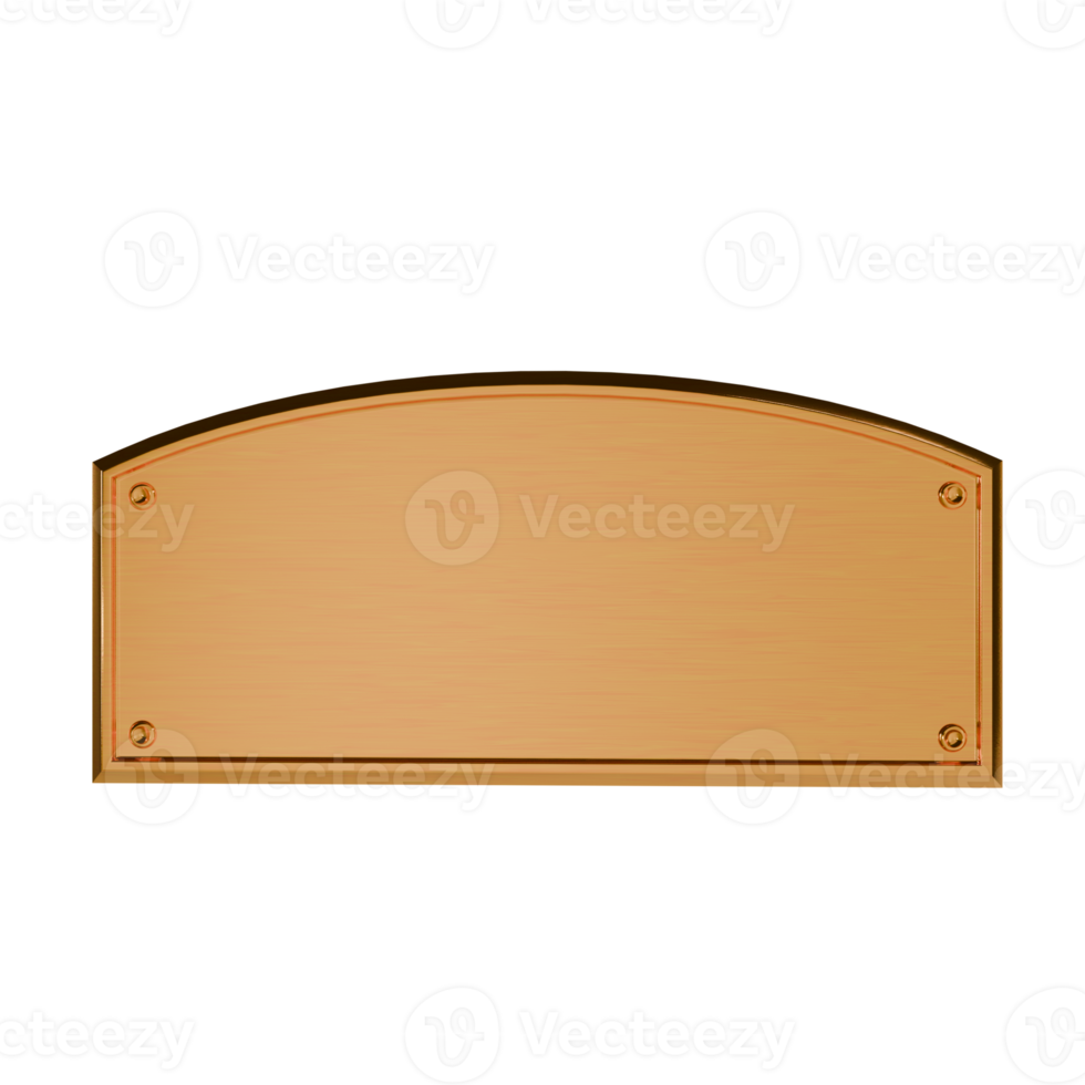 3d render gold plate with blank texture. name plate for mockup png